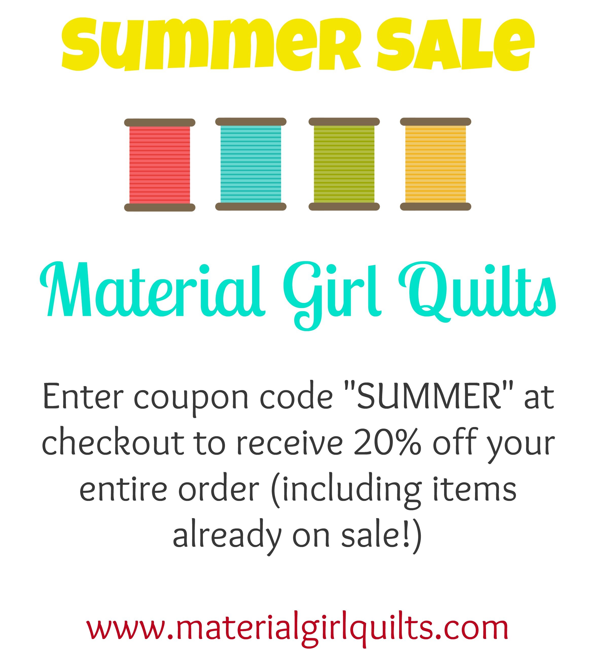 Summer Sale at Material Girl Quilts!