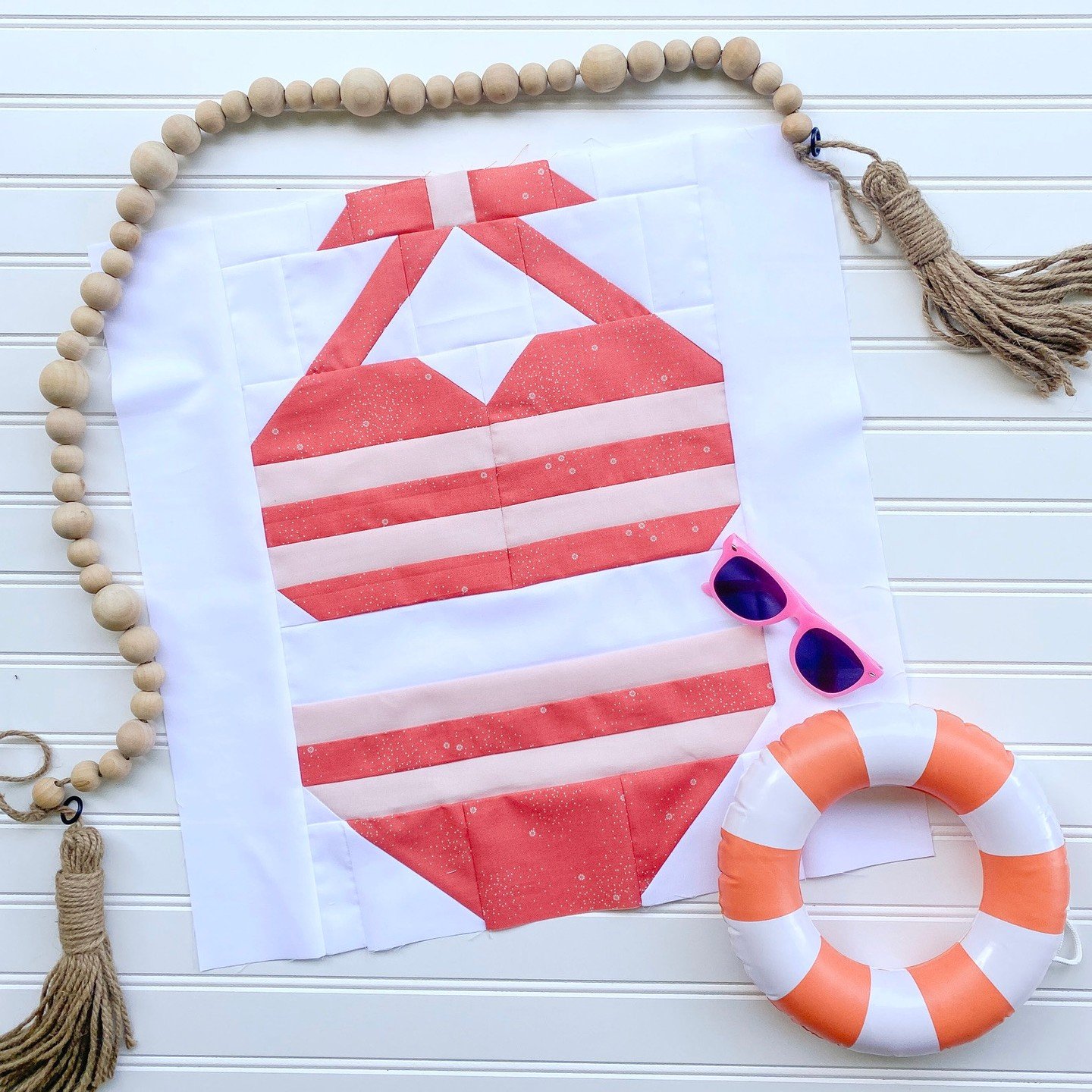 The Summer Block Party begins today!! Our first block was designed by Jen Belnap @jenbelnapdesignhouse and is the cutest stripey swimsuit 👙⁠
⁠
The free block pattern went out in an email this morning to all of the quilt along participants.  If you h