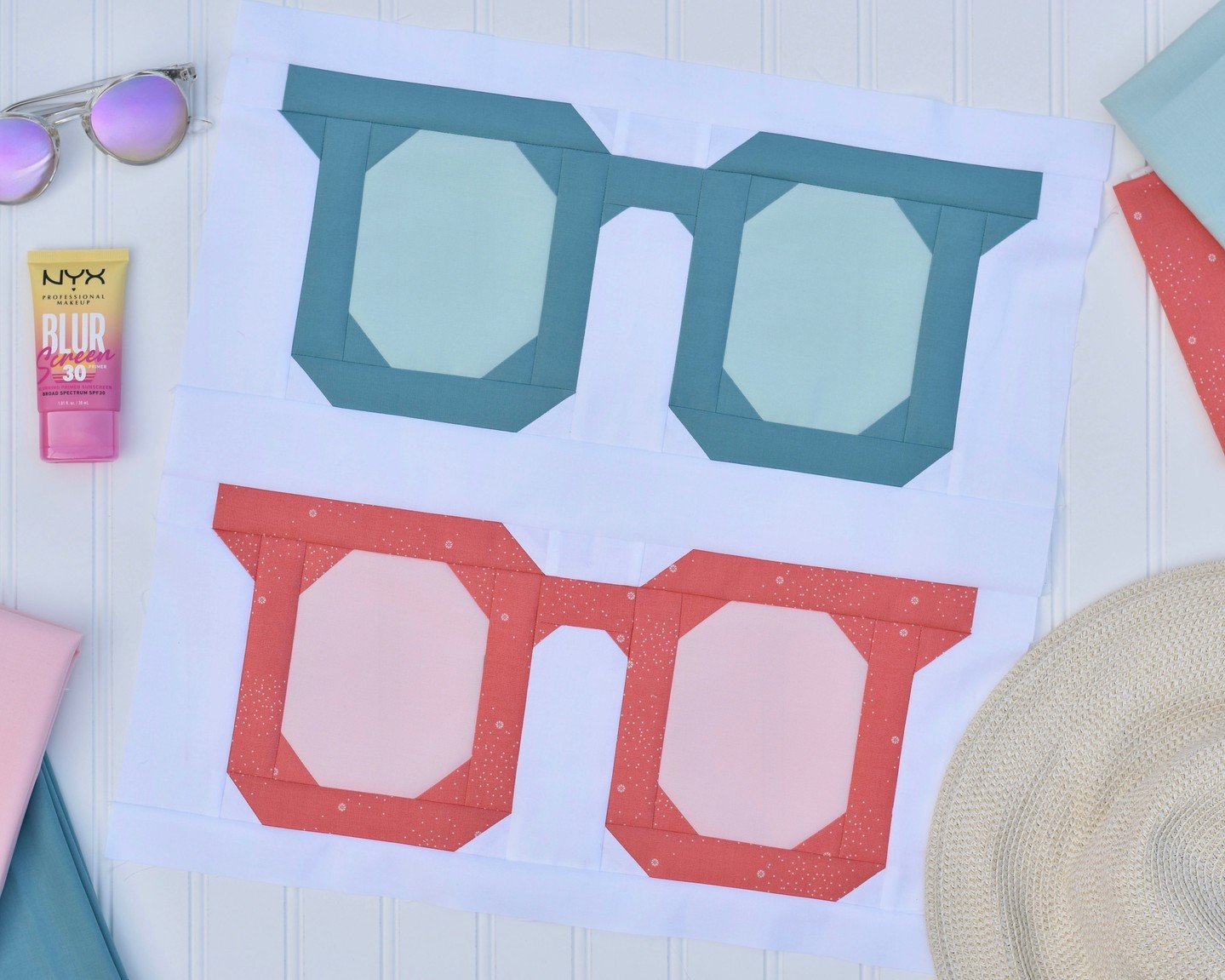 Block 2 of the Summer Block Party was designed by yours truly!  I am a die hard SUMMER fan, but you won't find me outside without my sunglasses 😎⁠
⁠
The free pattern for this block was sent in an email this morning.  If you haven't signed up yet it'