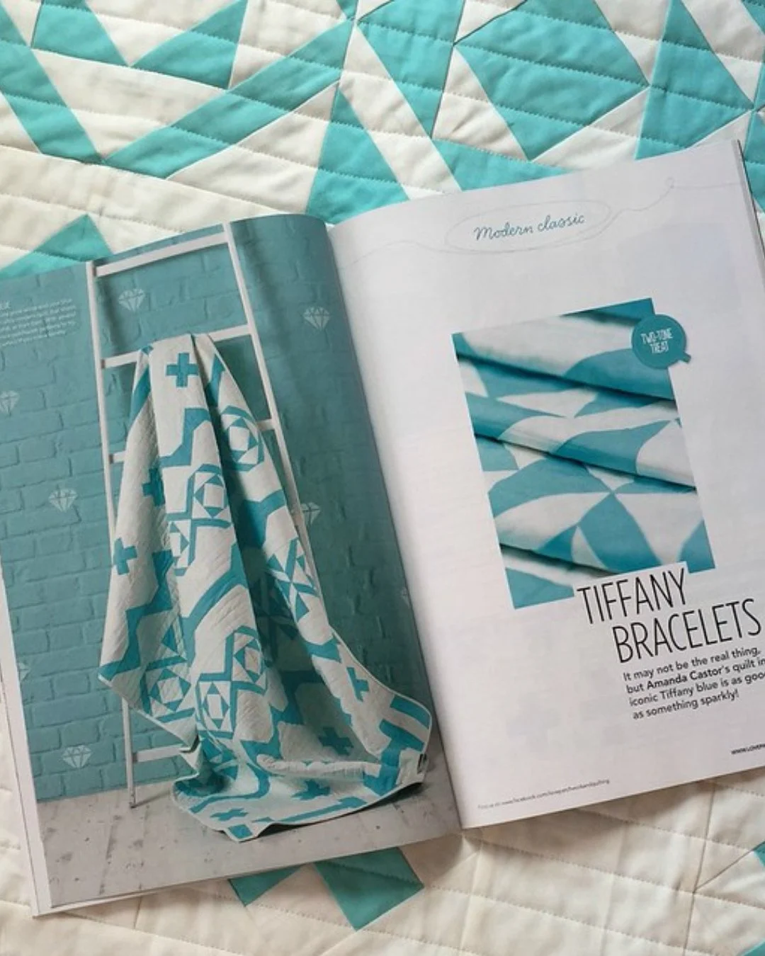 Did you know that my Tiffany Bracelets quilt was published back in her day?! She was in Love Patchwork and Quilting Issue 22 ❤️ I loved this feature so much!⁠
⁠
Guess what, this very quilt is available in my handmade quilt sale right now!