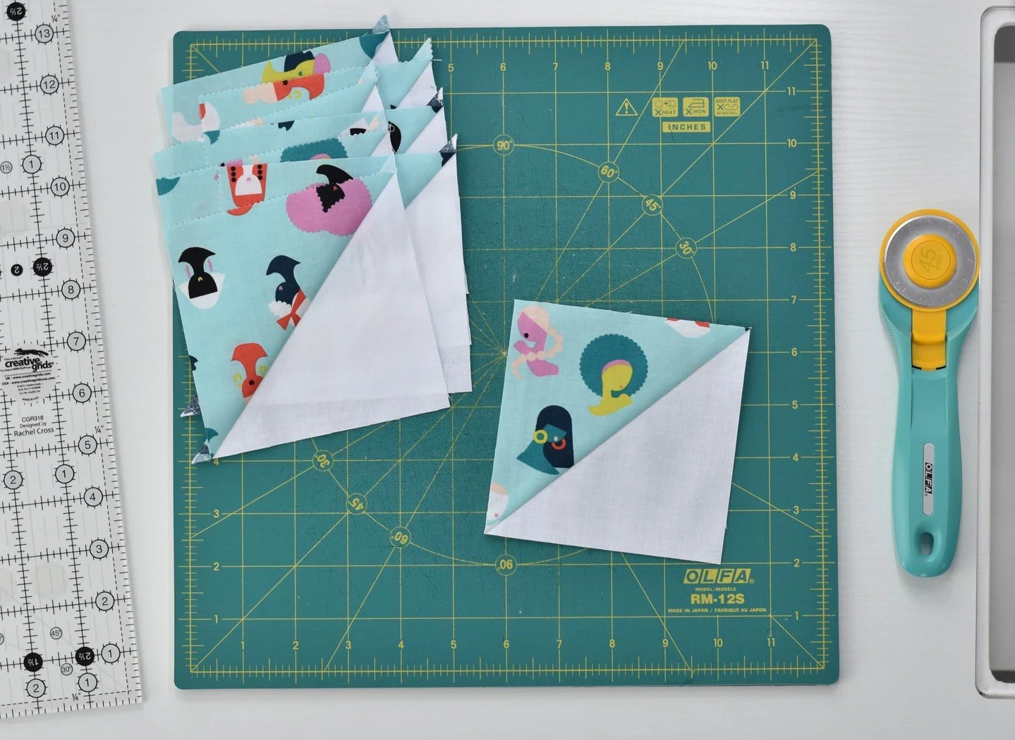 Who else is trimming up their half square triangles this week for the Tango Quilt Along?!? ⁠
⁠
I'm so happy to finally be sewing with this Adorn collection by @iamrashidacolemanhale 🩵🩵⁠
⁠
Make sure you tag me in your photos for a chance to win this