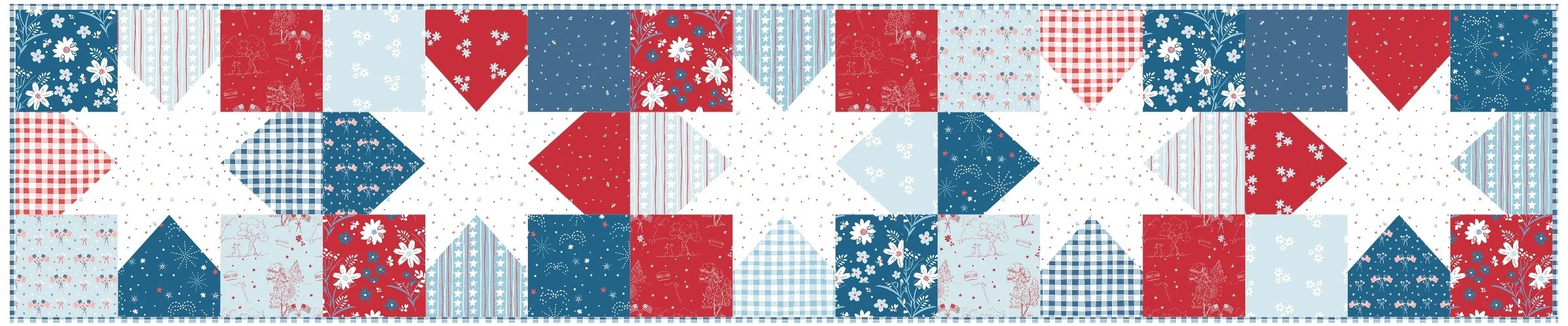 Star Charms table runner by Amanda Castor of Material Girl Quilts