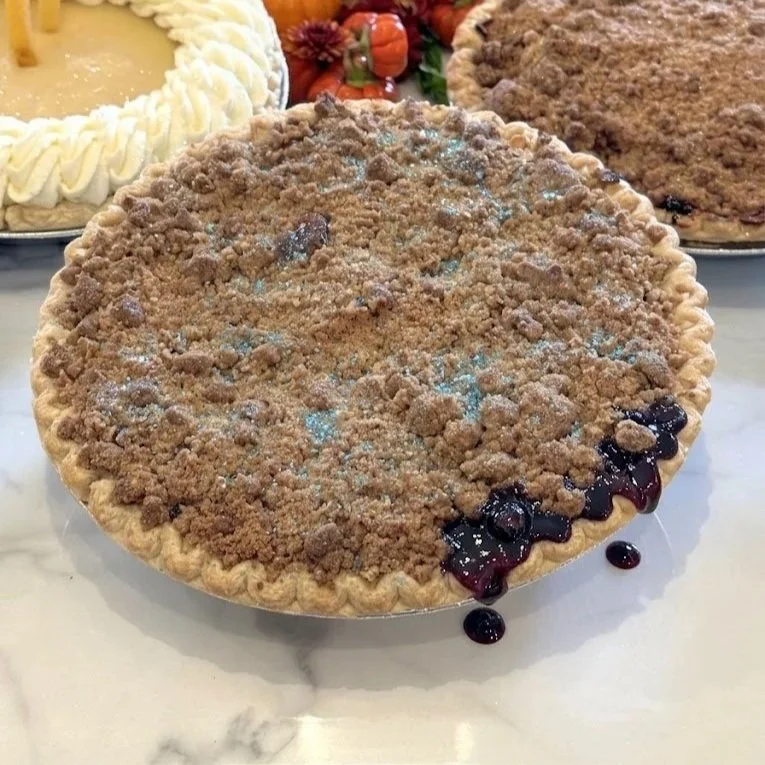 9" Blueberry with Streusel Crumble Top pinch of blueberry glitter