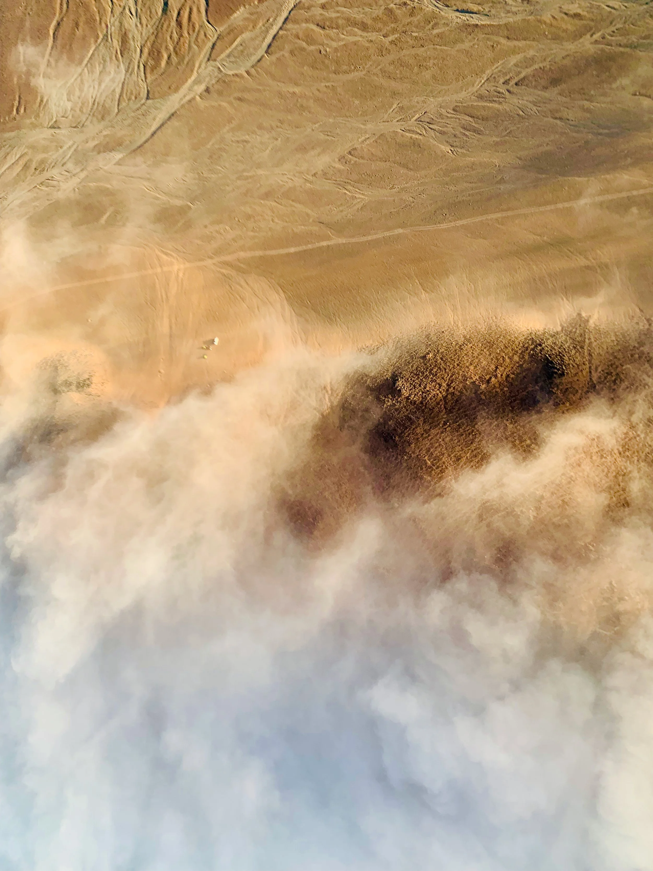 Messum Crater paramotoring - camp far below