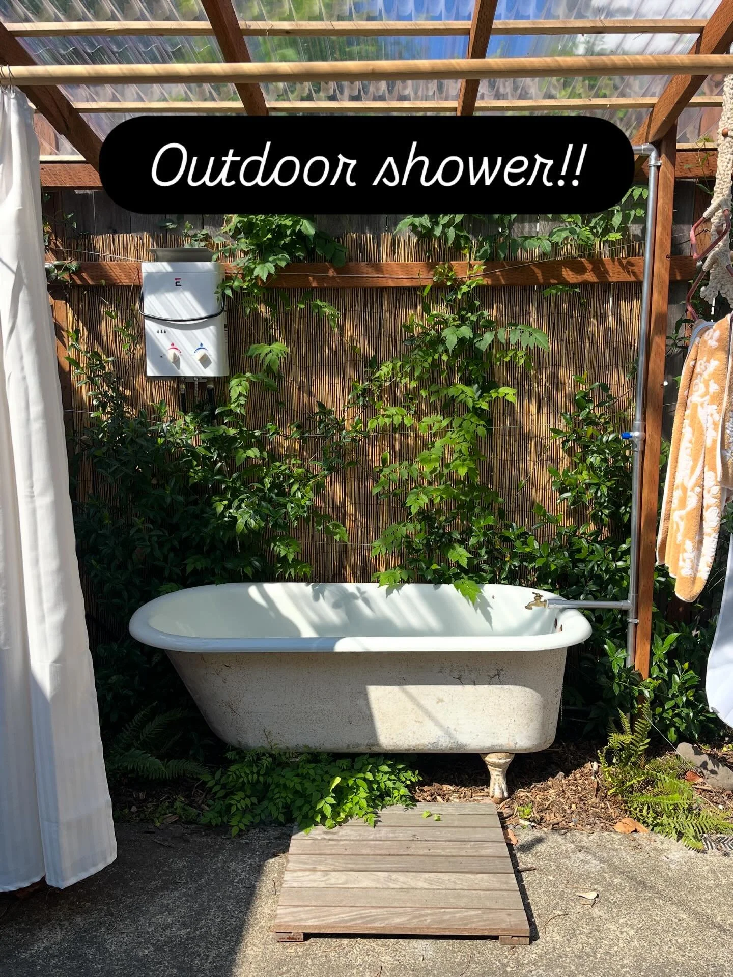 Looking back on the year, Mel took on some fun personal projects too! She built a sweet little outdoor shower and bath from an abandoned cast iron tub, grew a wild and abundant summer veggie garden with 8&rsquo; tall sunflowers and began building a g