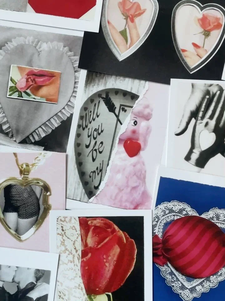 Valentines Collage Postcard Set 💌 Now available online and ready to ship! Twenty-three 4 &times; 6&Prime; postcards featuring prints of original collages, printed on 100 lb matte satin paper.

www.all-kinds.shop