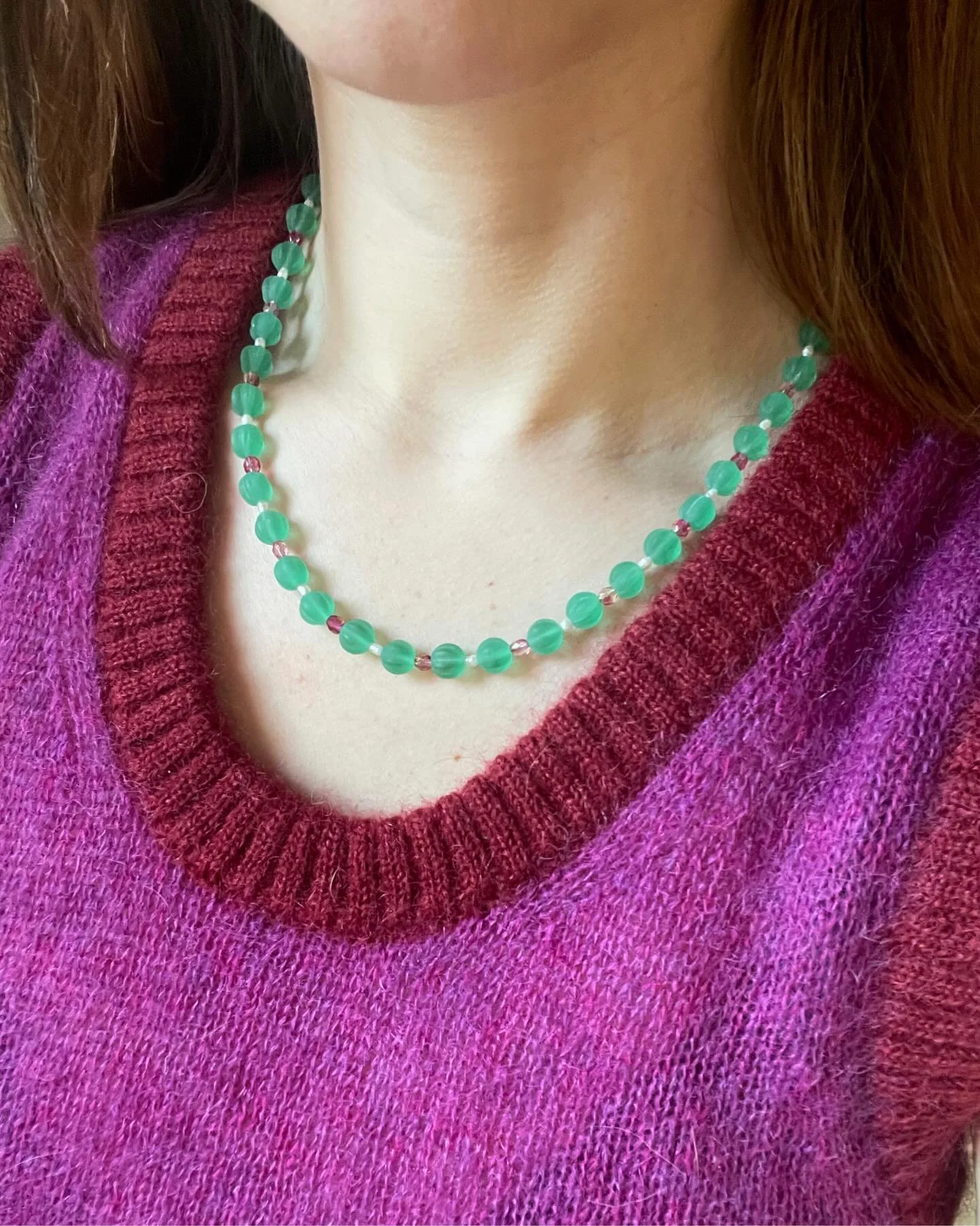 A collection of one-of-a-kind beaded necklaces are now available for purchase on www.all-kinds.shop 📿🤍👛 Brooklyn pick up available 💌