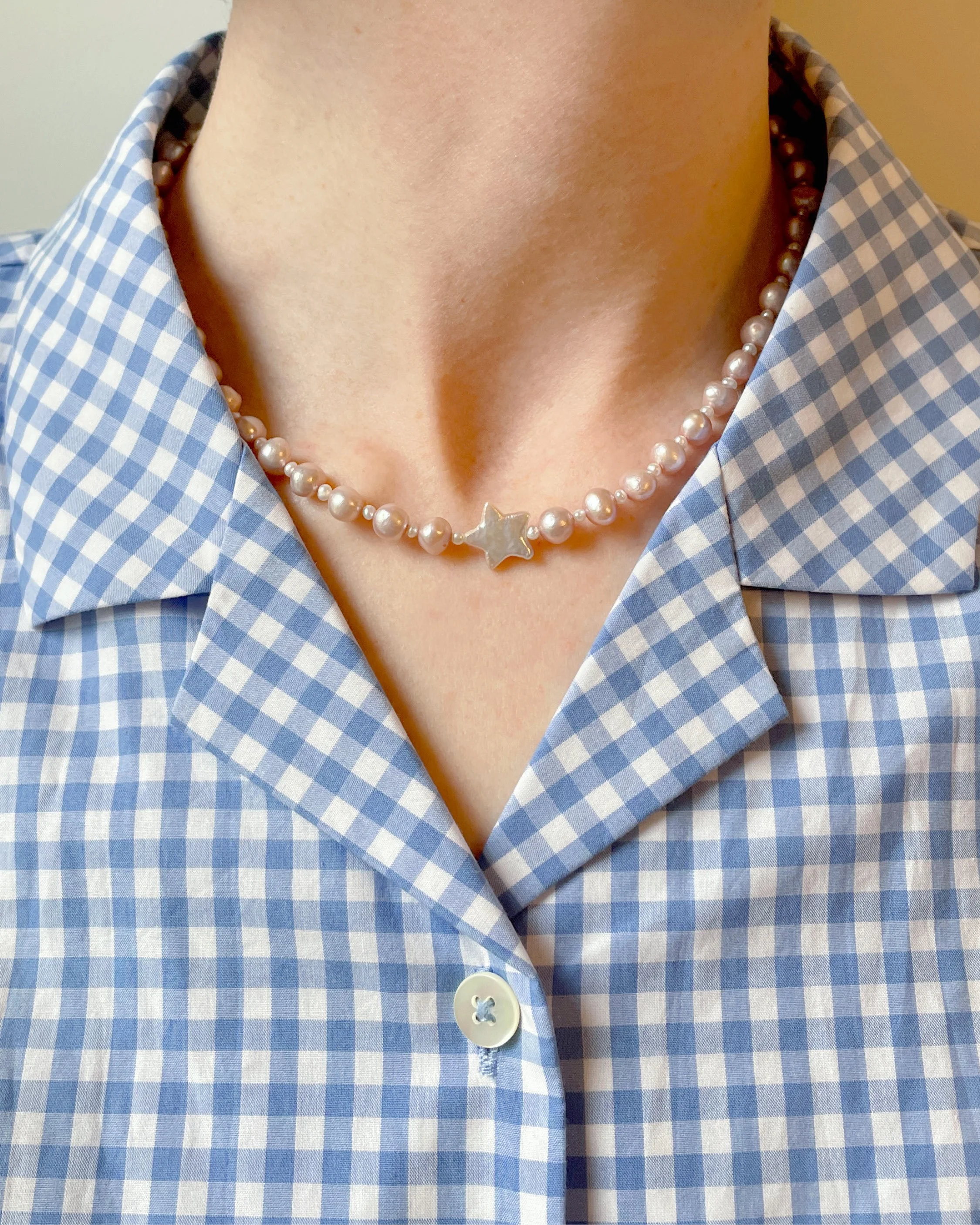 Lone Star Necklace, Rose Pearl