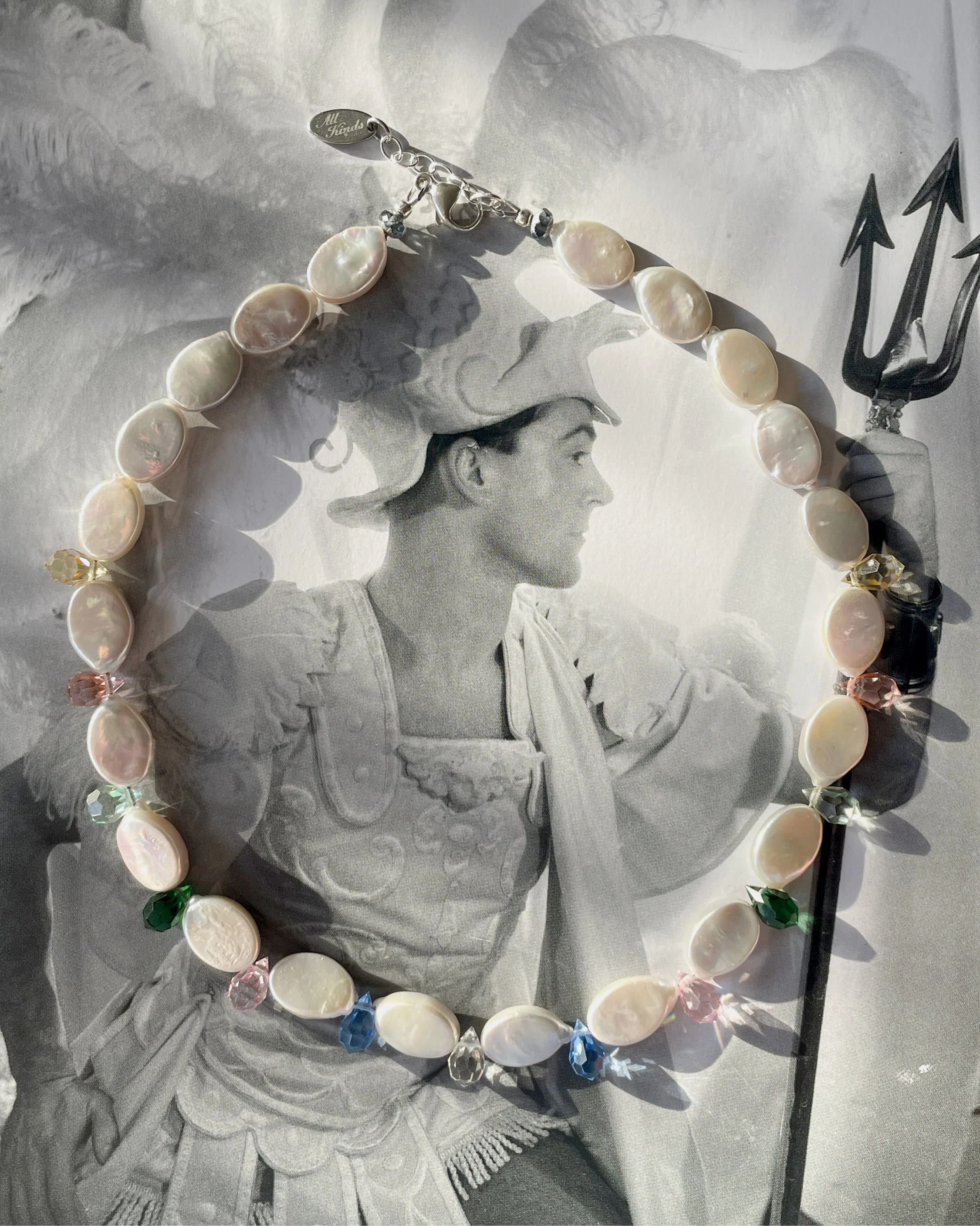 Rainbow Tears and Pearls Necklace