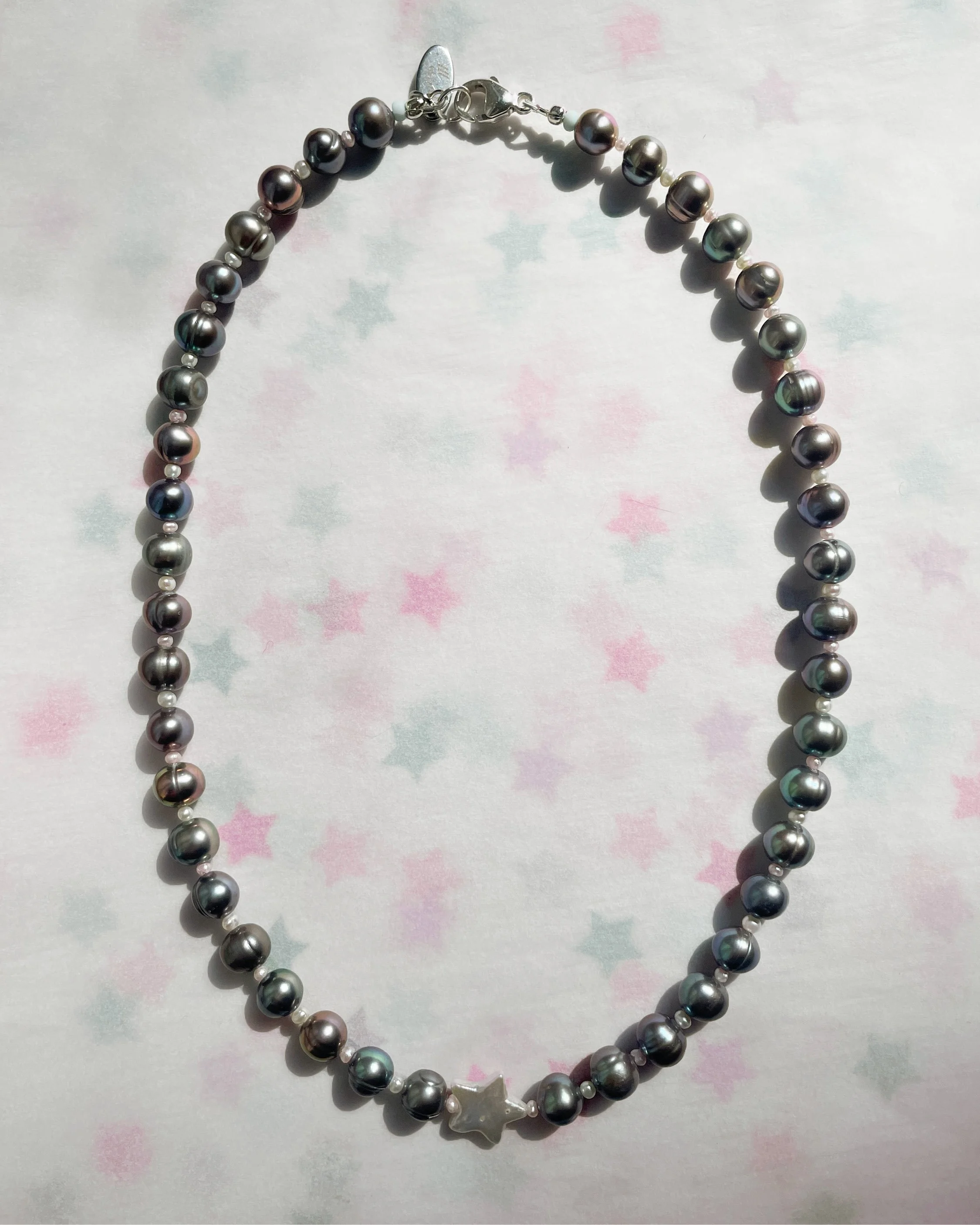 Lone Star Necklace, Black Pearl