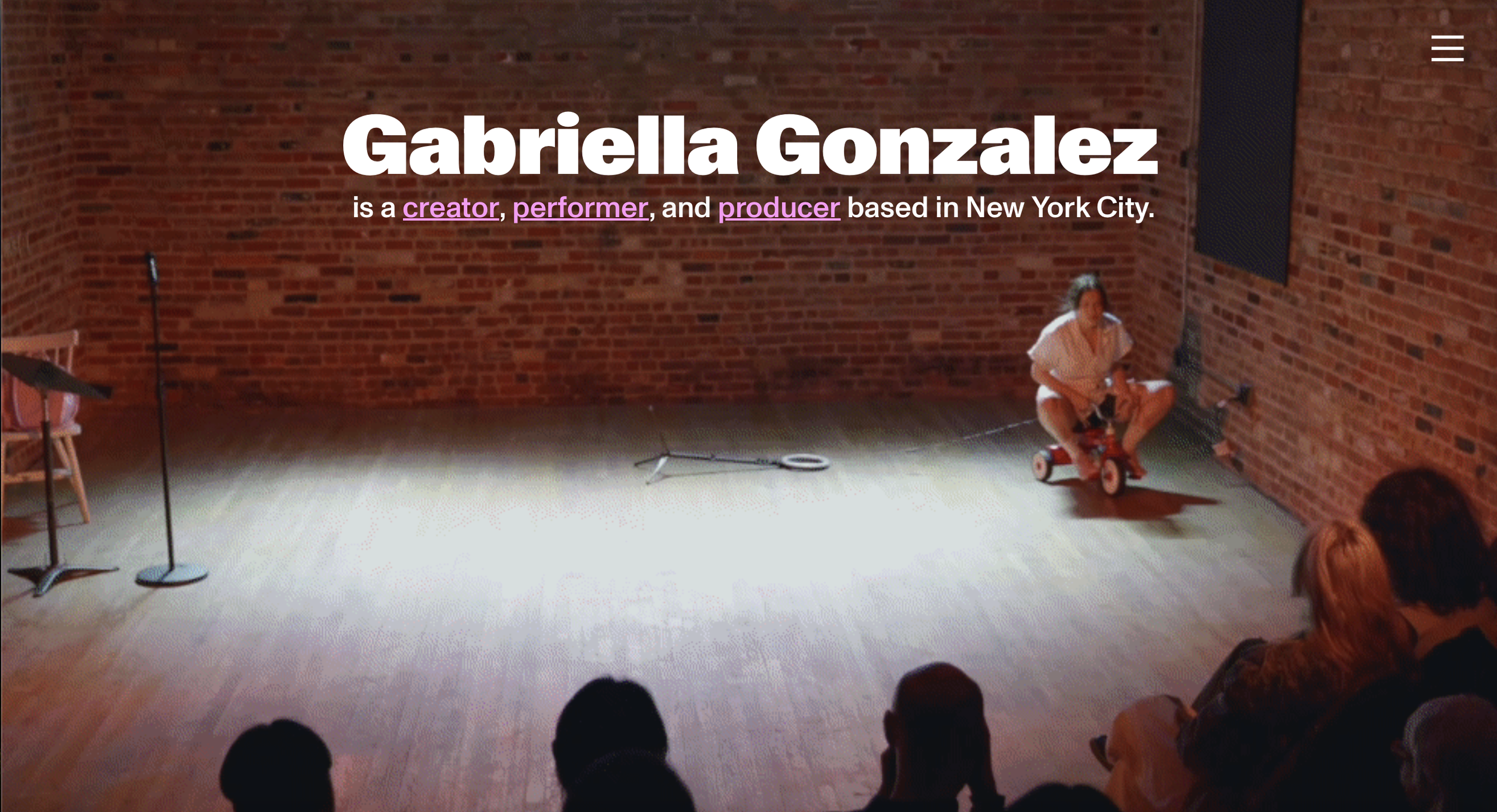 Website for independent theater artist Gabriella Gonzalez.