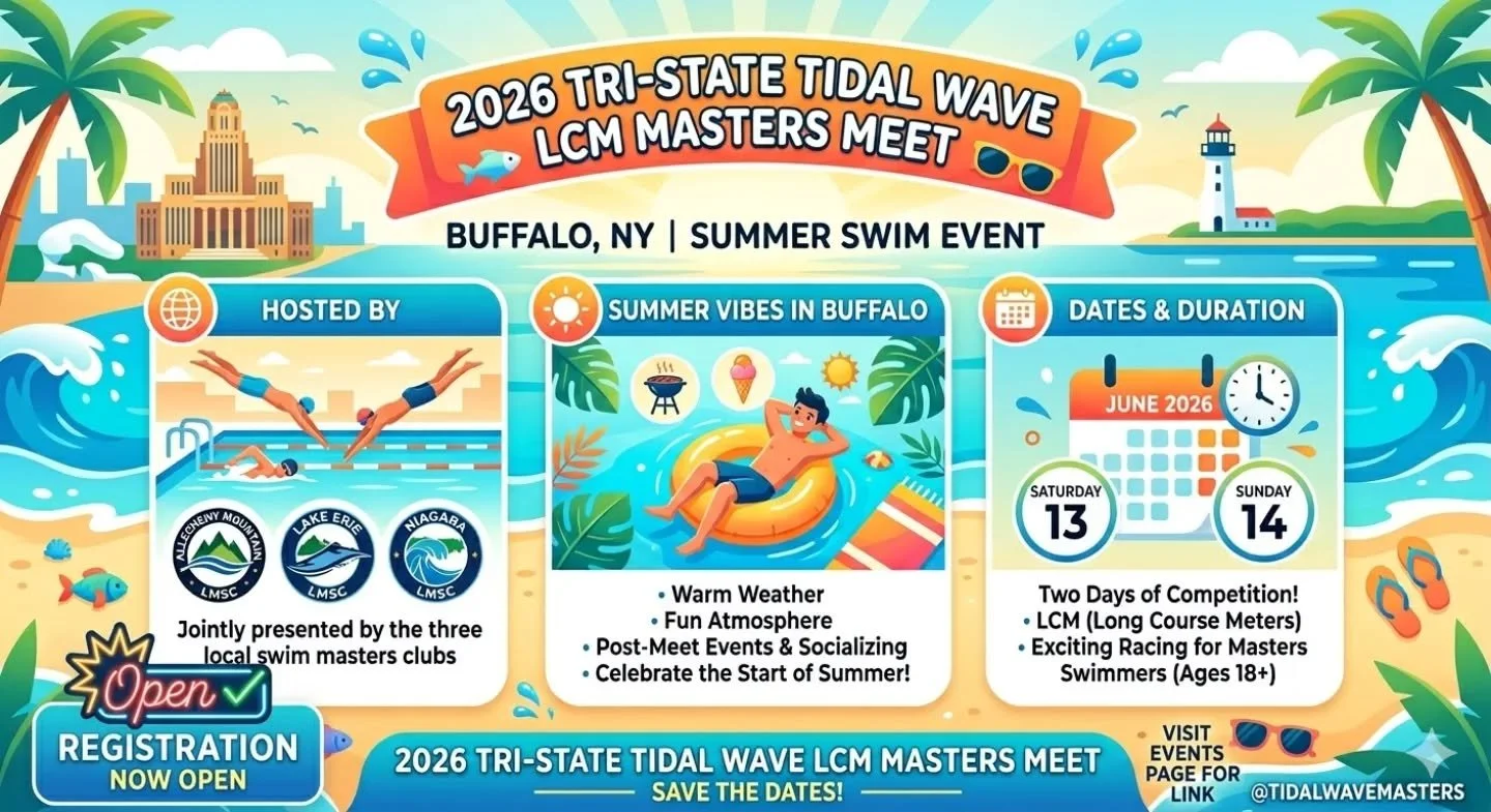 Registration now open for the second annual Tri-state tidal wave meet happening in Buffalo, NY June 13&amp;14th! Visit our events page to register now! Link in bio