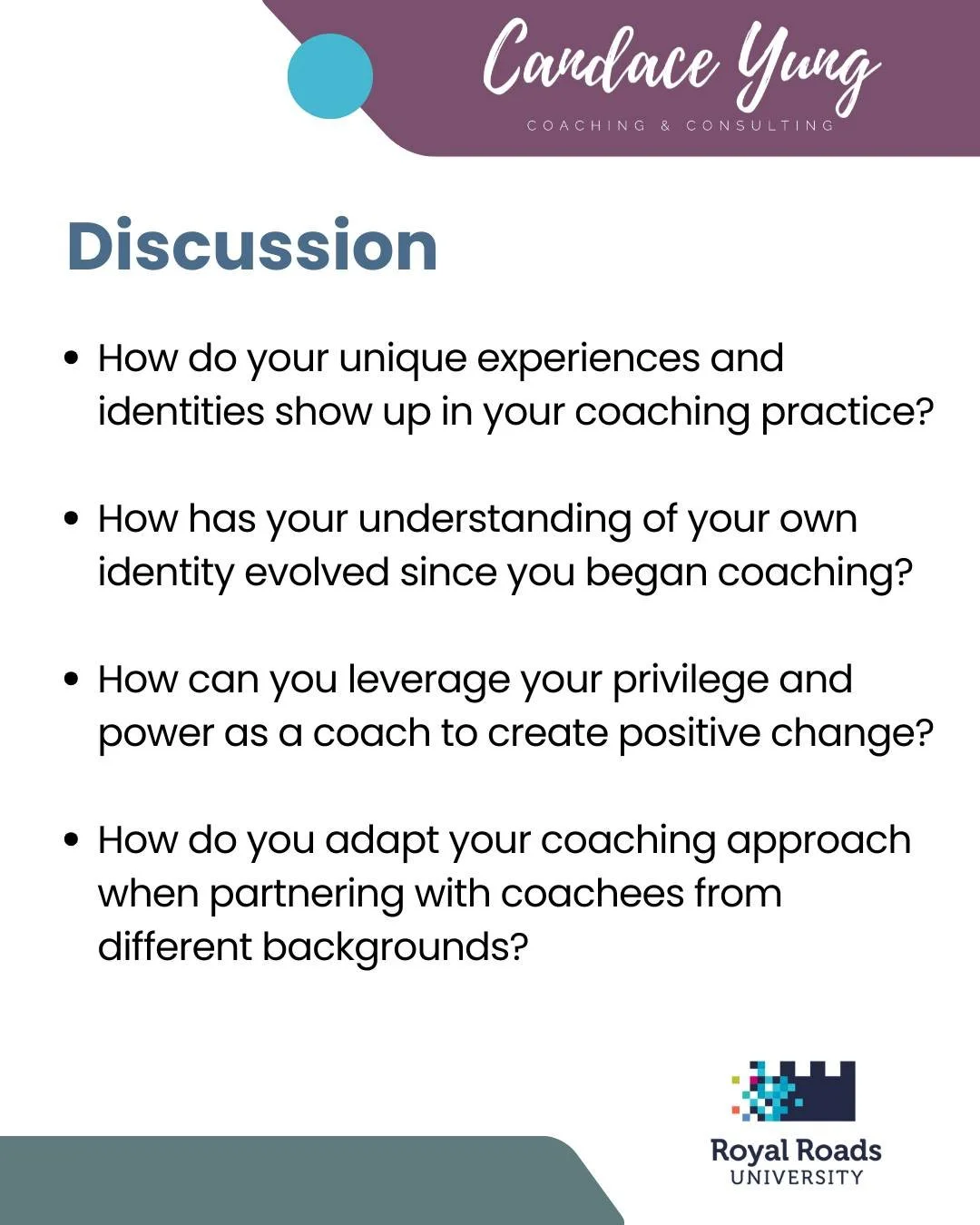 &ldquo;You&rsquo;re too young to be a coach! No one will take you seriously.&rdquo;

Ten years ago, a leader told me I was too young to coach and was therefore denied the opportunity to join my colleagues in enrolling in Royal Roads&rsquo; Graduate C