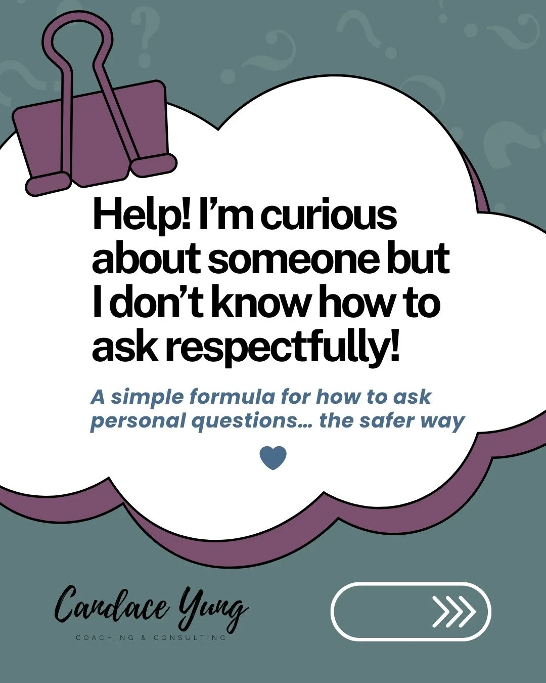 A simple formula for how to ask personal questions&hellip; the safer way 

Ever wanted to ask someone about their background but didn't know how? 🙋&zwj;♀️ You're not alone!

Here's a simple tip I often share in my workshops: state your intent (share