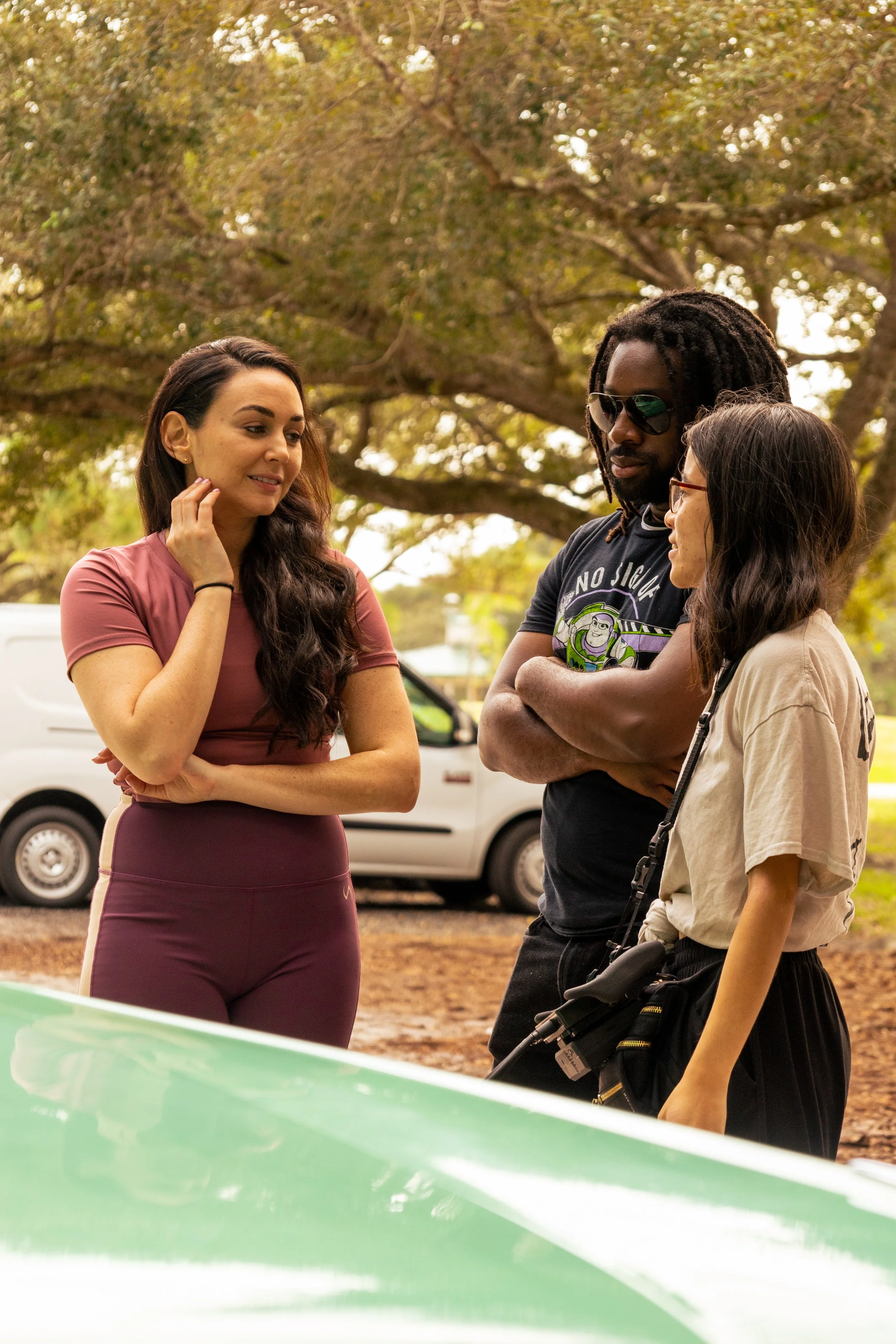 Mimi talks with cast.JPG