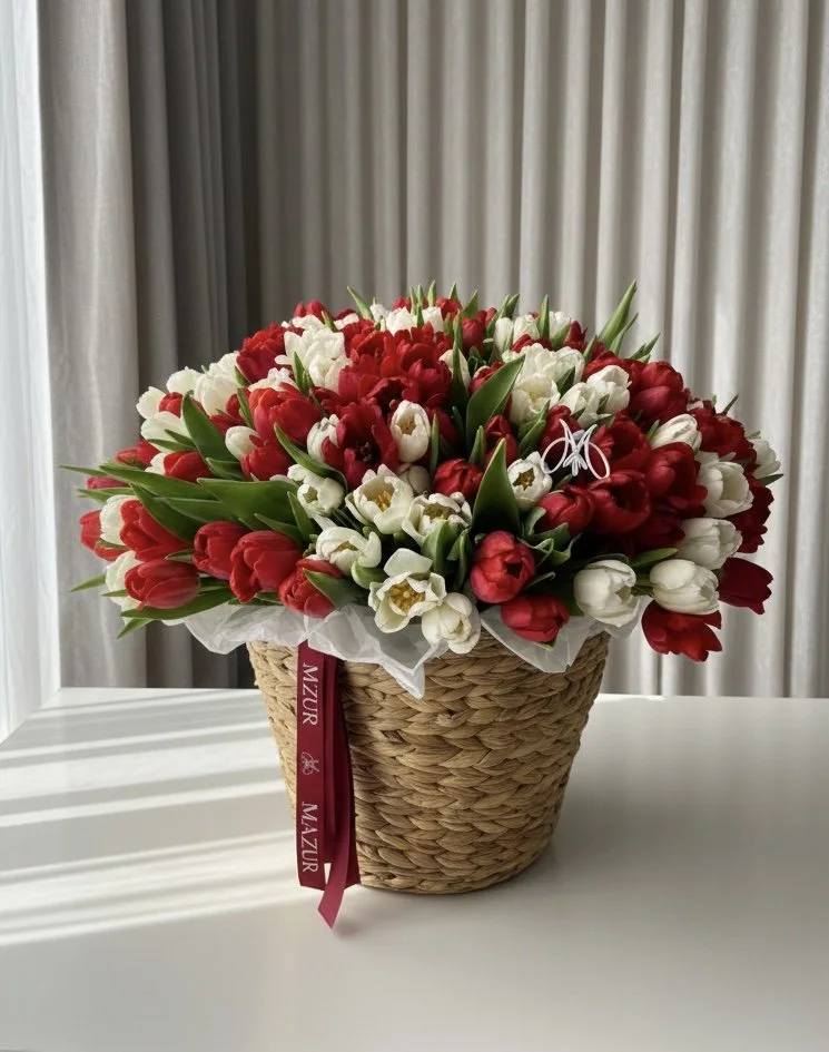 250 tulipes dans un panier