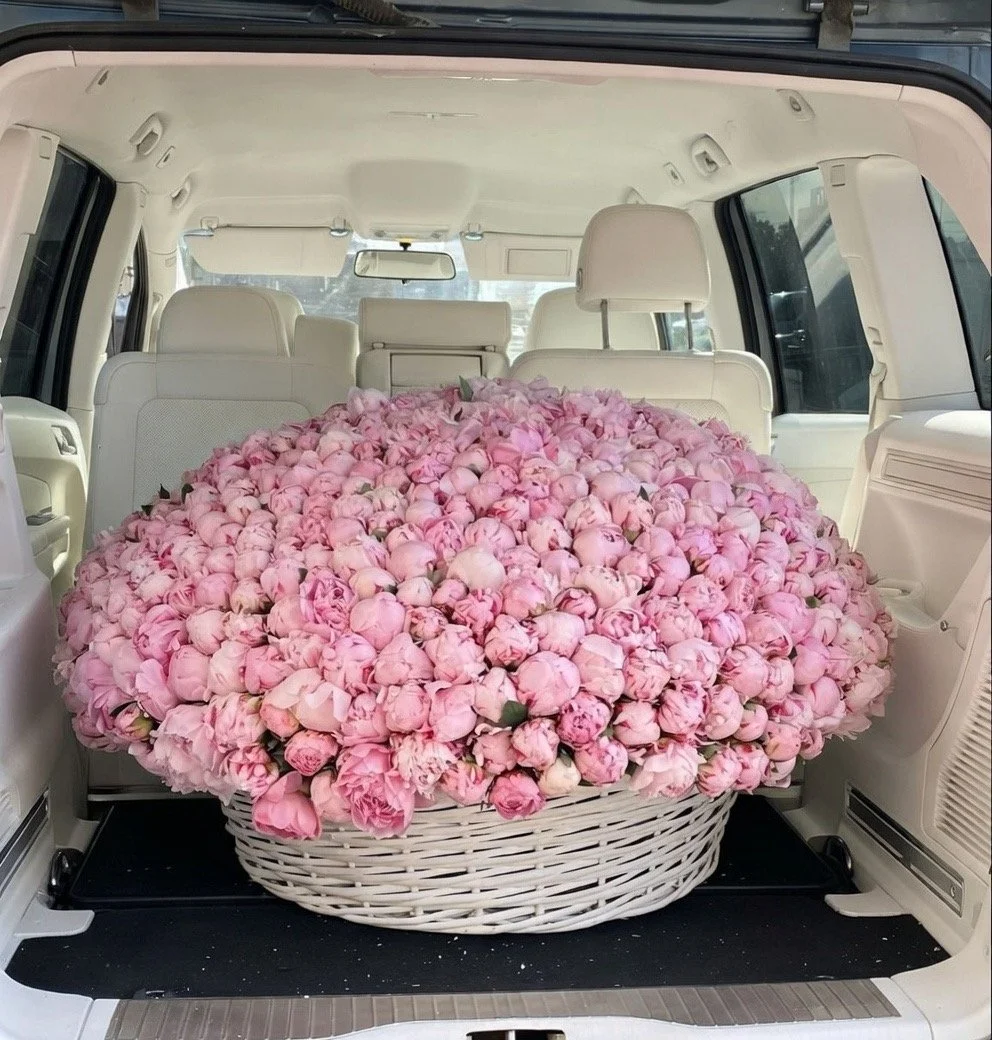 600 Пионов в корзине