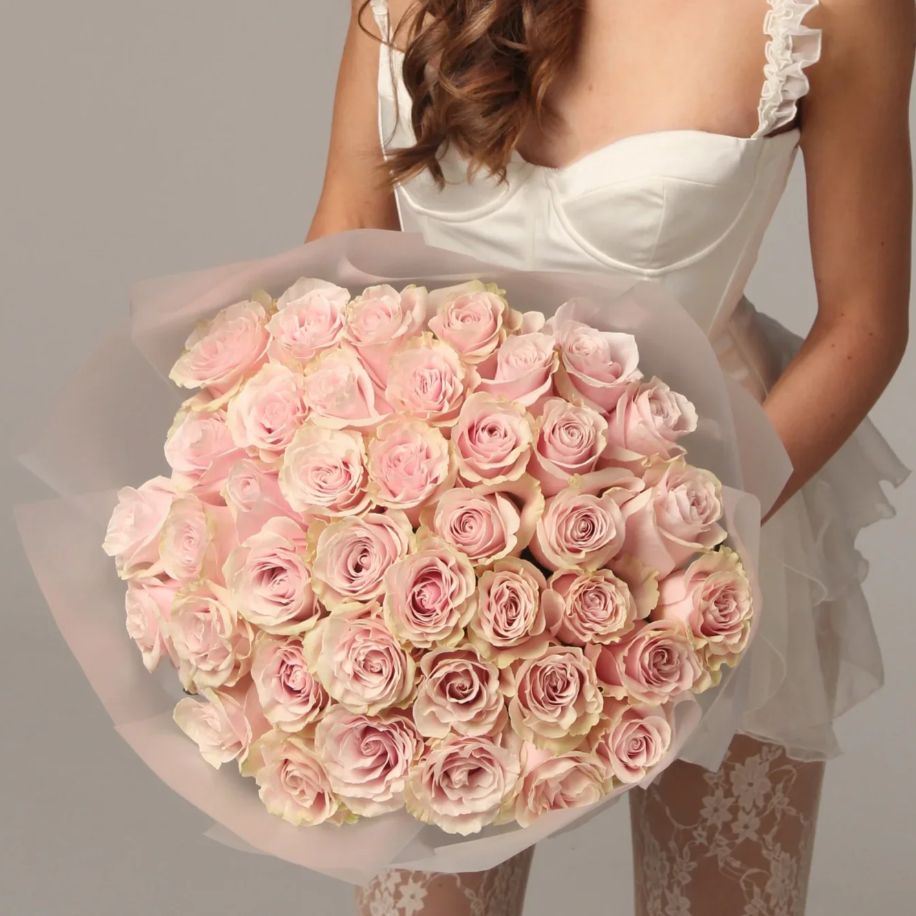 50 Pink Mondial Roses 60 cm