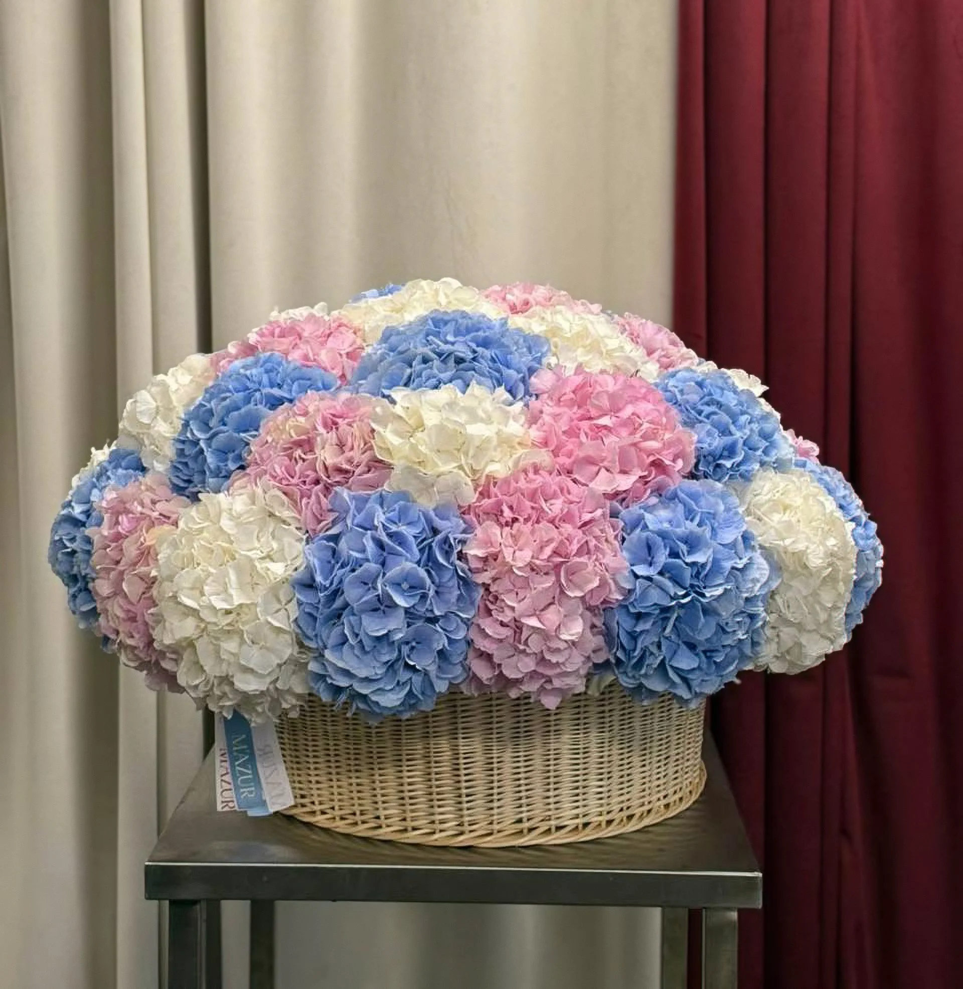 40 Hydrangeas (Assorted) in a Basket