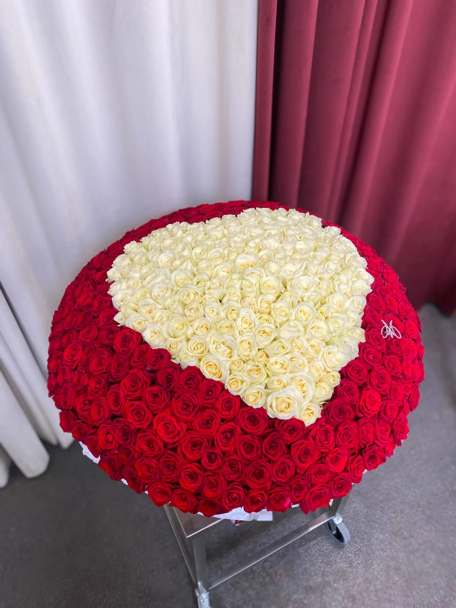 A Heart Made of Roses in a Basket