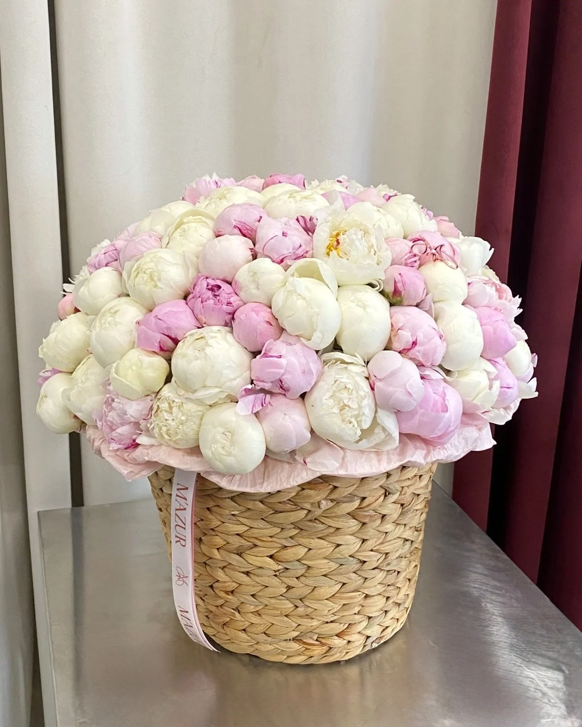 Assorted Peonies in a Basket