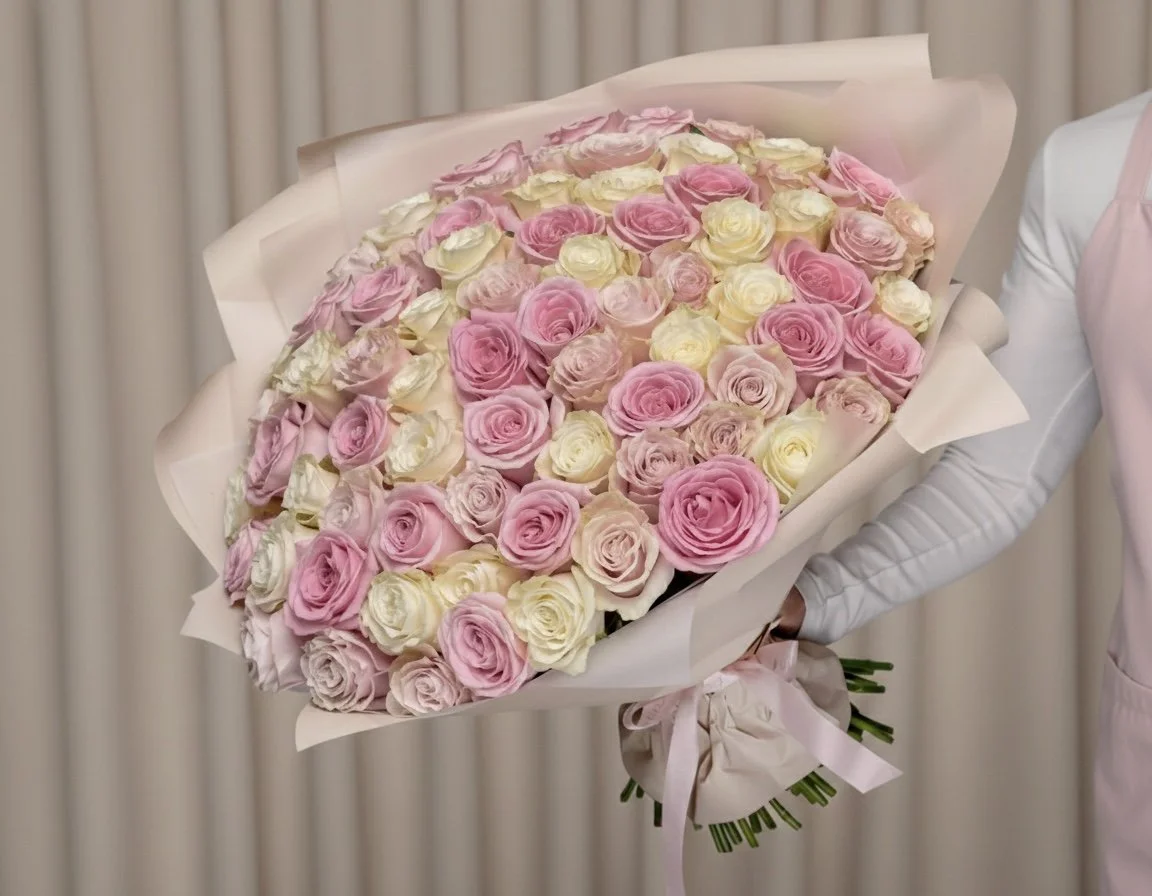 Bouquet de roses roses Équateur 60 cm