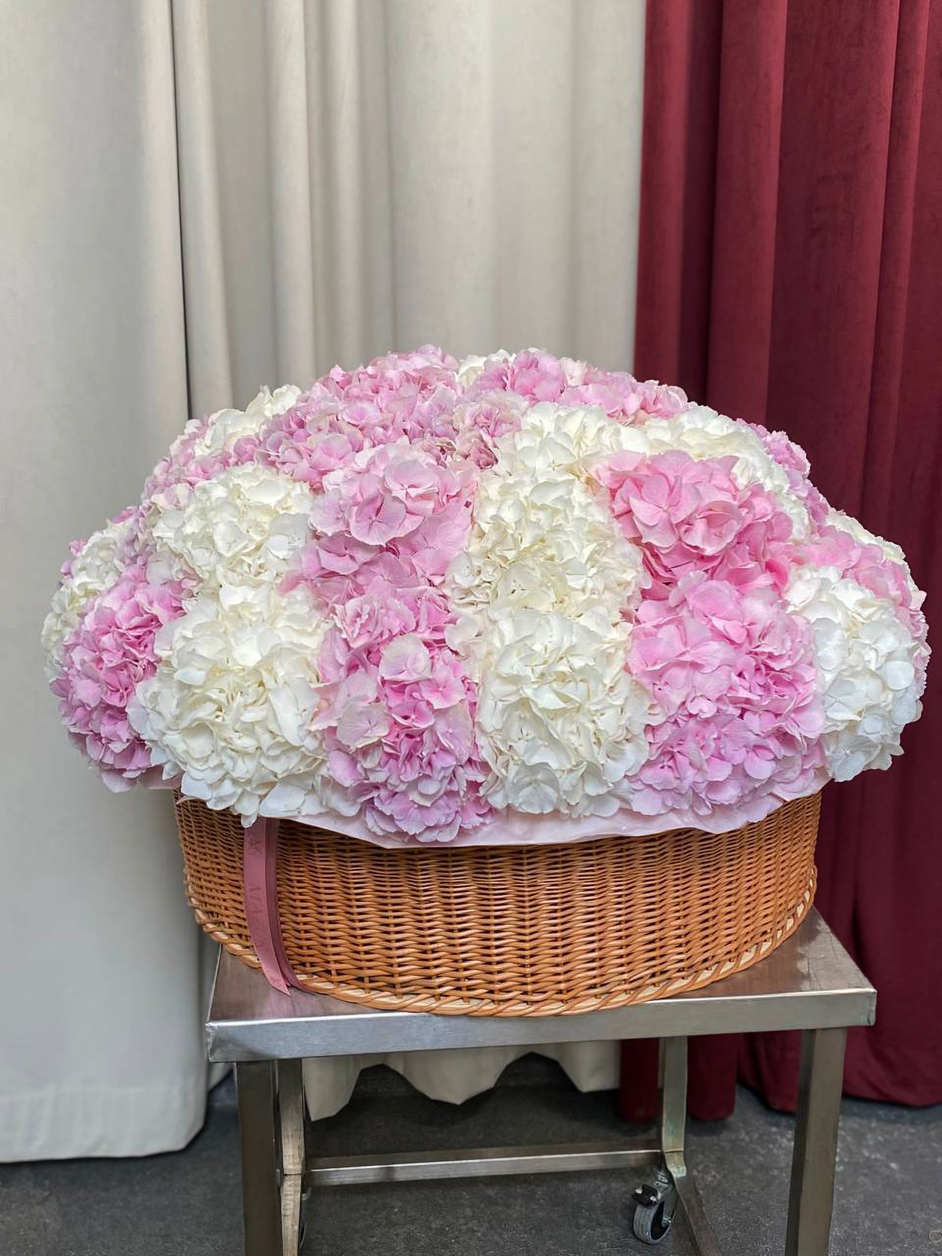 45 Hydrangeas (Assorted) in a Basket