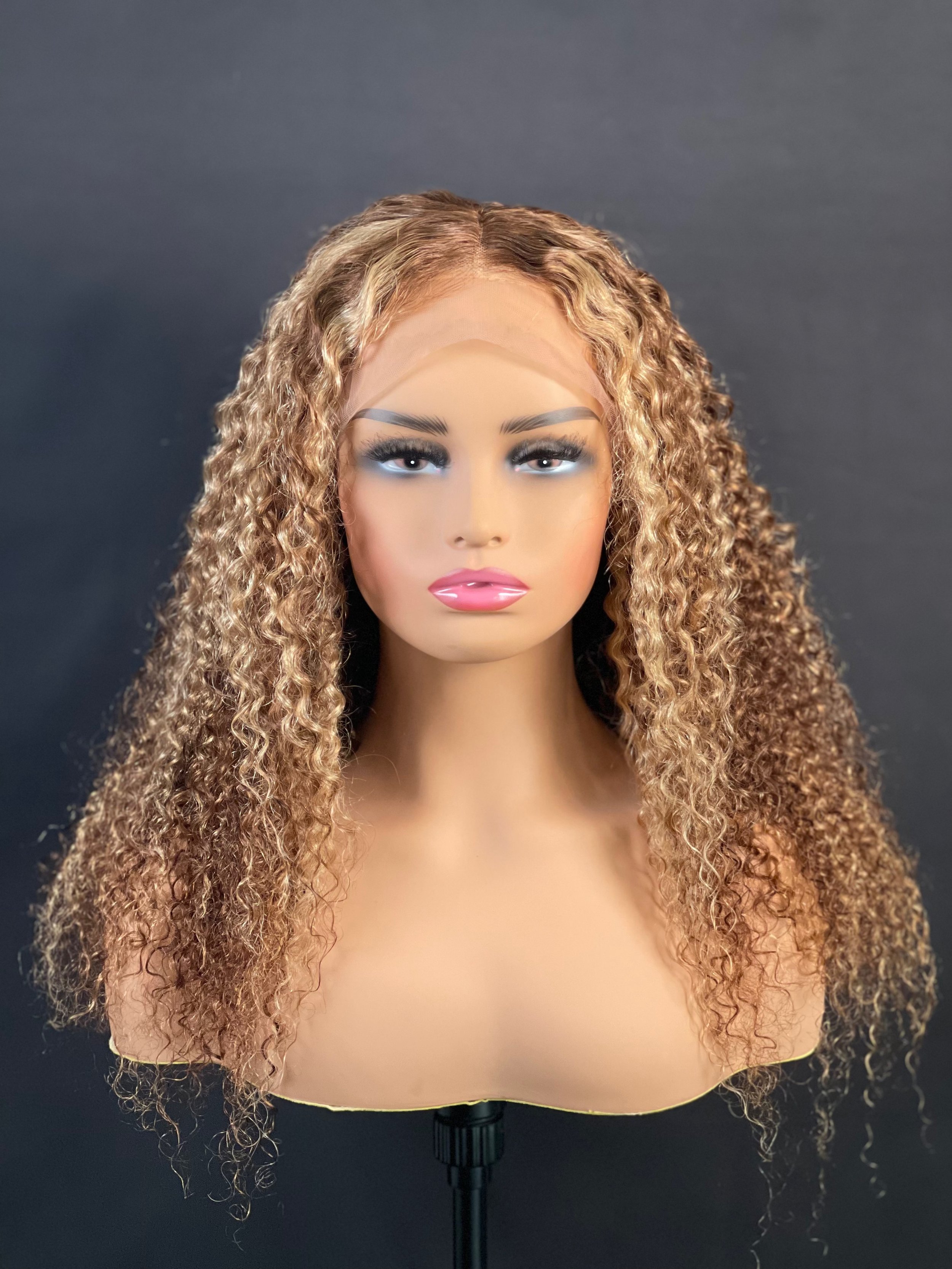 Honey Blonde Curly Wig.
