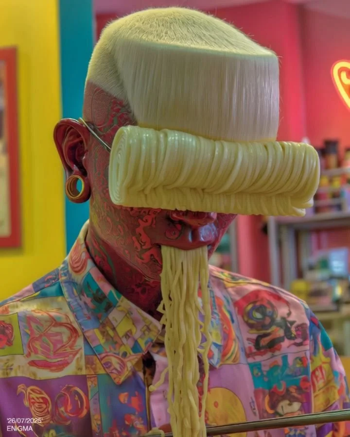 &quot;N00dles for life!&quot;
- 26/07/2025

Tag someone who understands this level of noodle devotion 🍜❤️

midjourney v7, topaz rhea &amp; theia

#digitalart #aiart #ai #art #artist #aiartcommunity #surrealart #midjourney #abstractart #hyperreal #st