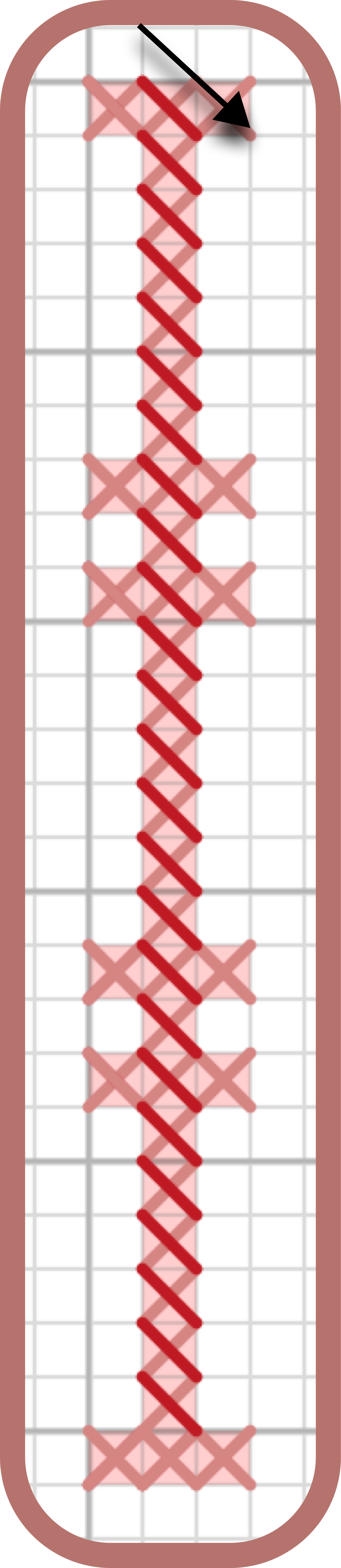 Step 7: Complete half stitches downwards