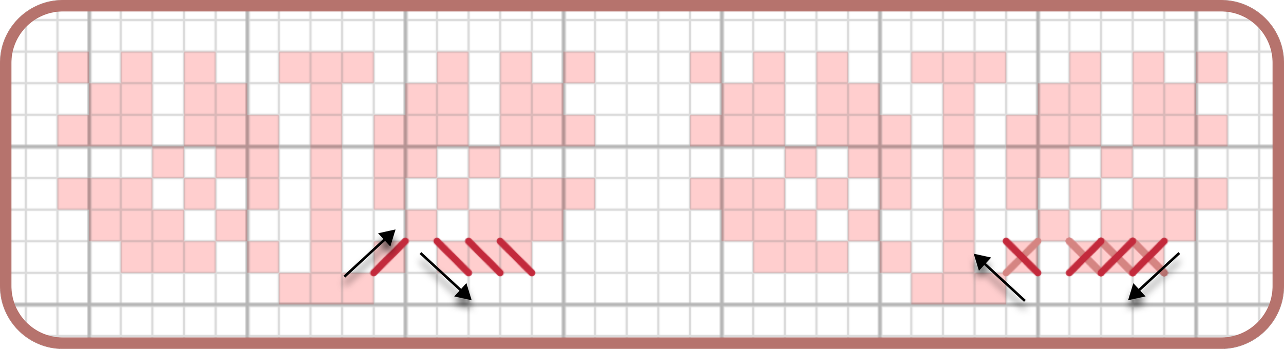 Step 1: Half stitch to the right (change direction)