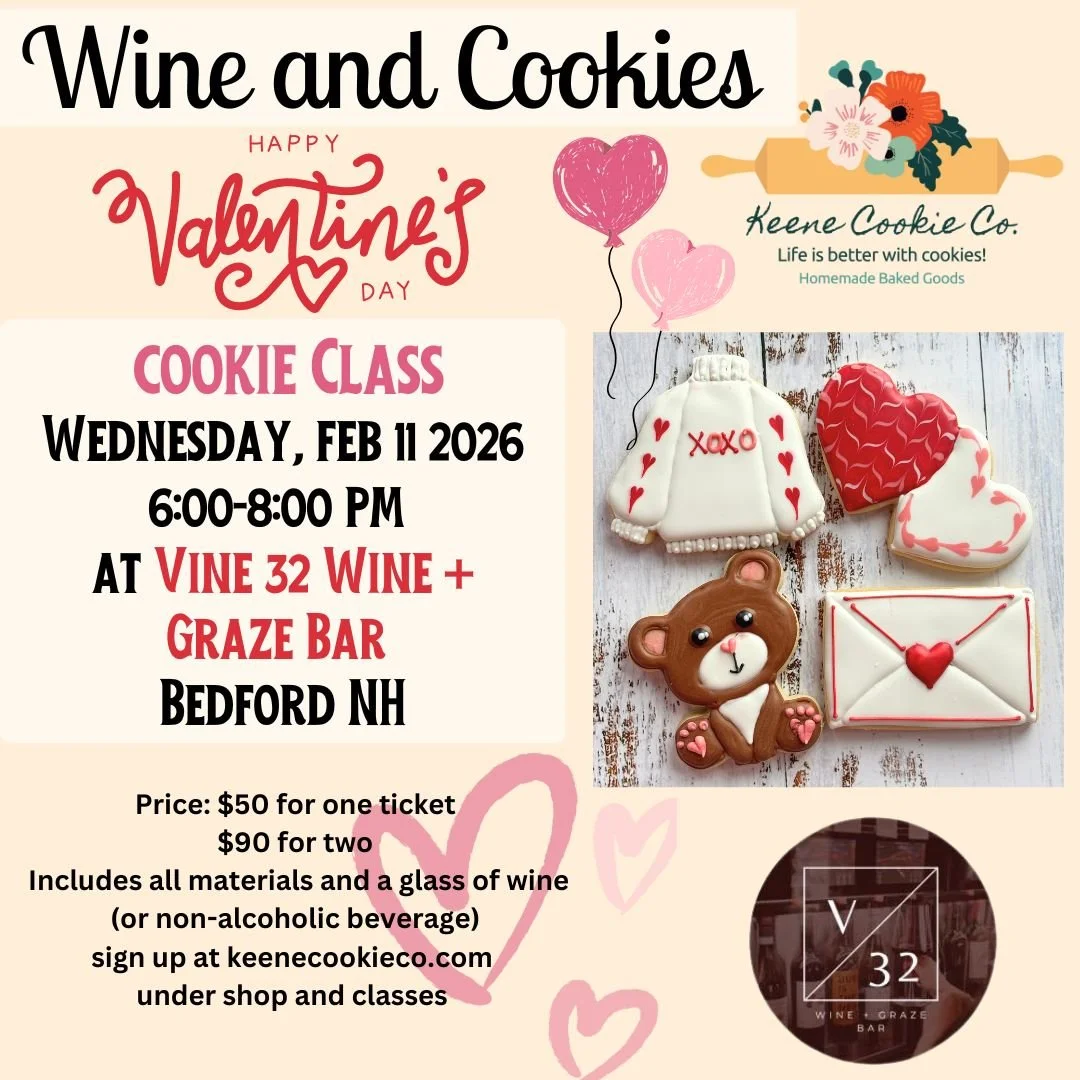 Wine and Cookies - Valentine's Day Cookie Decorating Class @ Vine 32