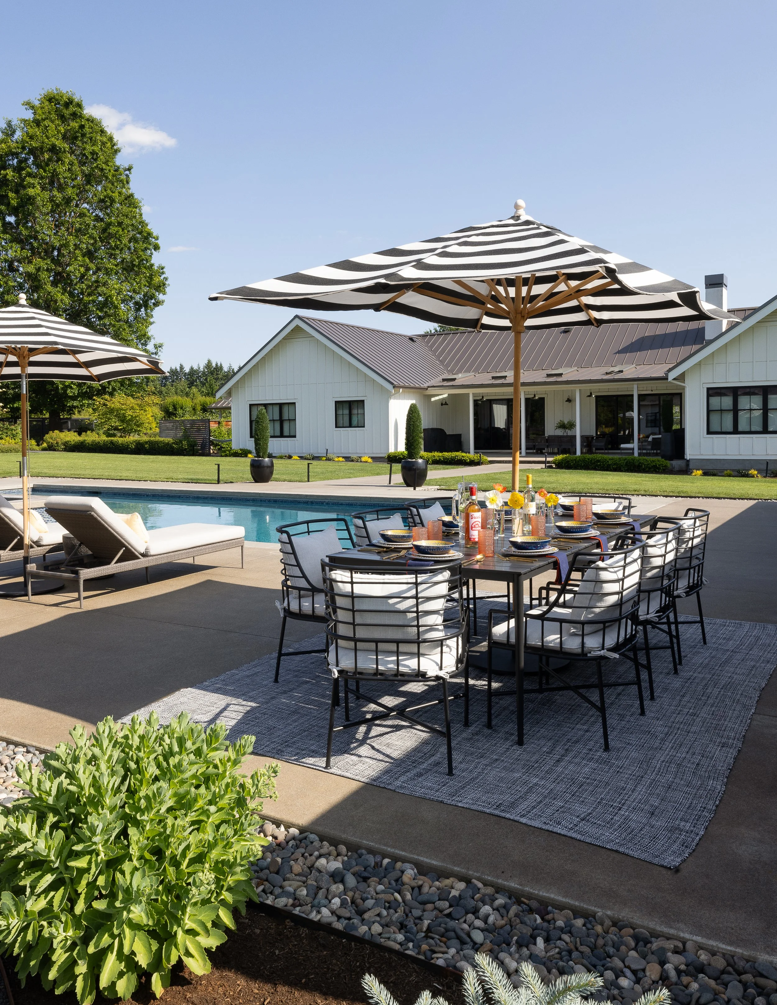 Dinner on the pool deck.