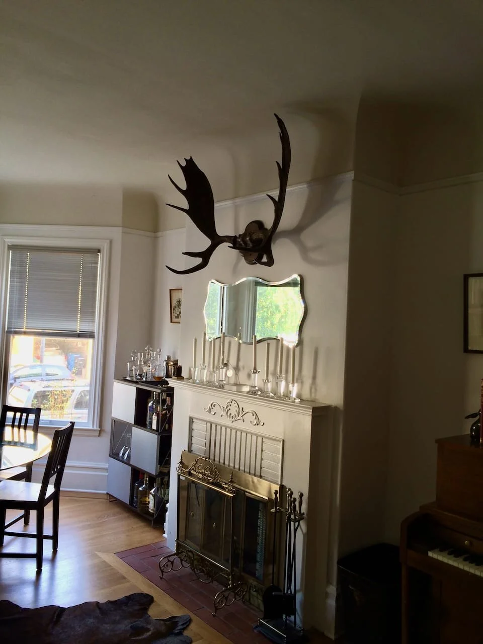 Moose antlers from Alameda Antique Fair, mirror from Ikea