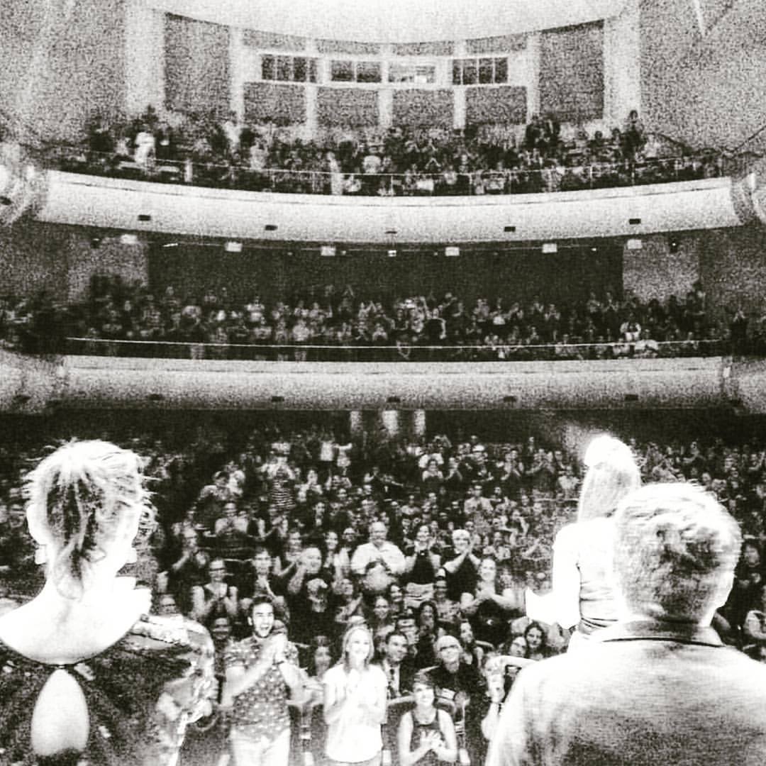 View from the stage: the Welcome to Night Vale ensemble receives a standing ovation at a packed theater in Sydney, Australia
