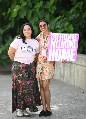 Two women celebrating Welcome Home with the Reflection Church community in Pasadena, California.