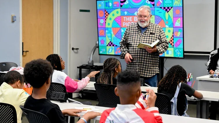 Young children participating in a classroom activity at Reflection Kids in Pasadena, California.