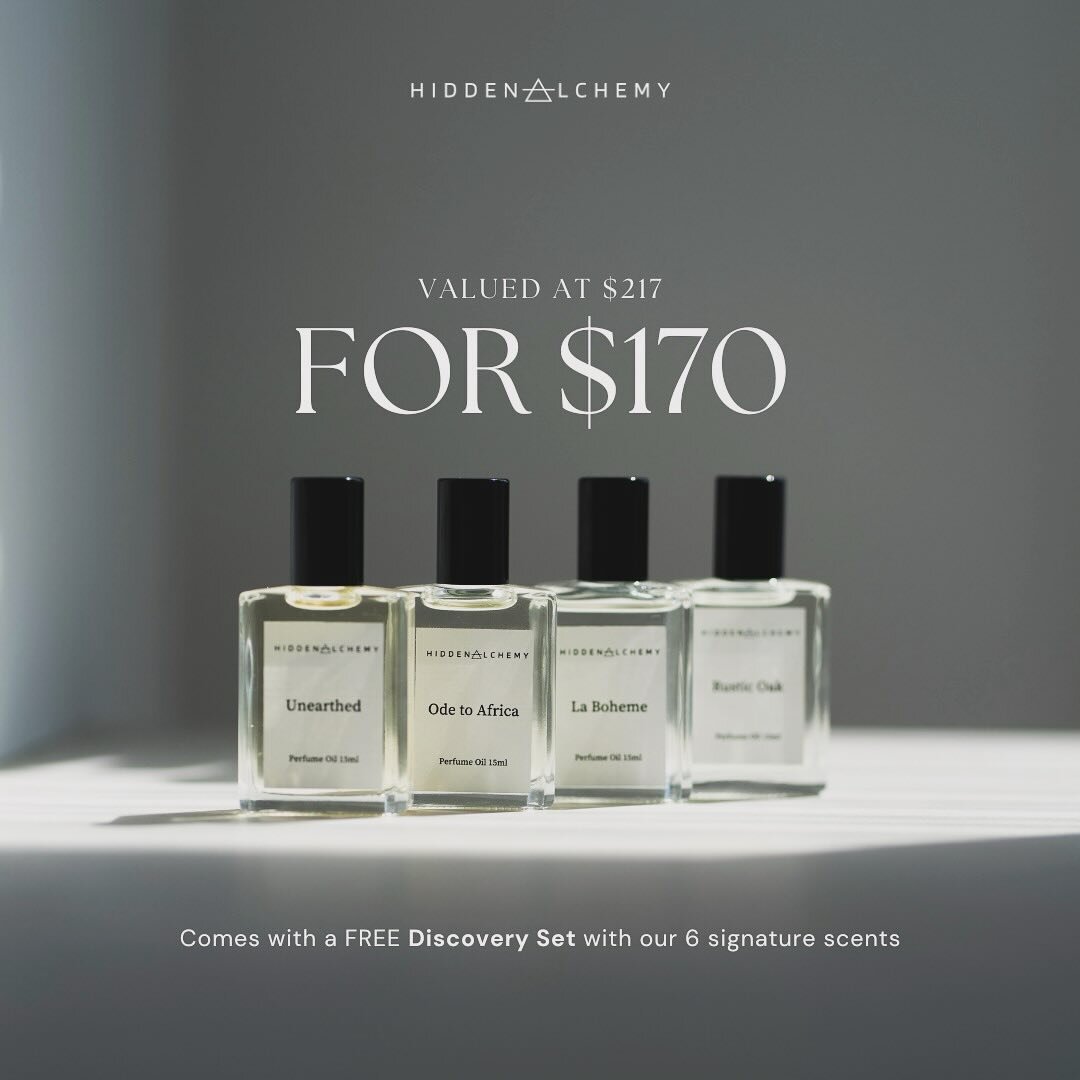 Elevate your Perfume Oil game with our irresistible offer - Get  our stunning FOUR original fragrances plus Discovery Set valued at $217 - yours for only $170

Epitome of luxury and affordability, without compromising on quality or style 🌟

Clink li