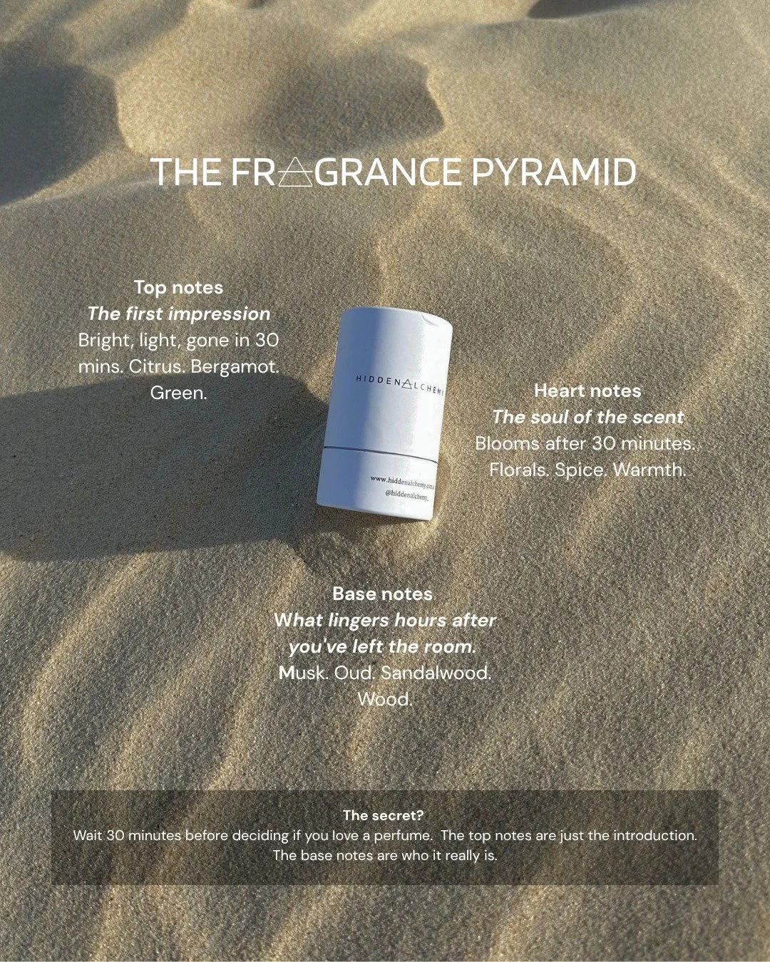 Read to finally understand why your perfume smells different at 9am vs 9pm. 🖤

The fragrance pyramid is the thing no one ever explains, but once you know it, you'll never smell perfume the same way again.

Save this one. You'll want to come back to 