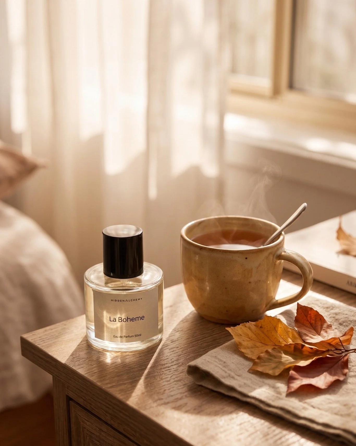 This is my entire personality from April to August. 🍂
La Boh&egrave;me, a hot drink, and absolutely nowhere to be.

Eau de Parfum 50ml. Link in bio.