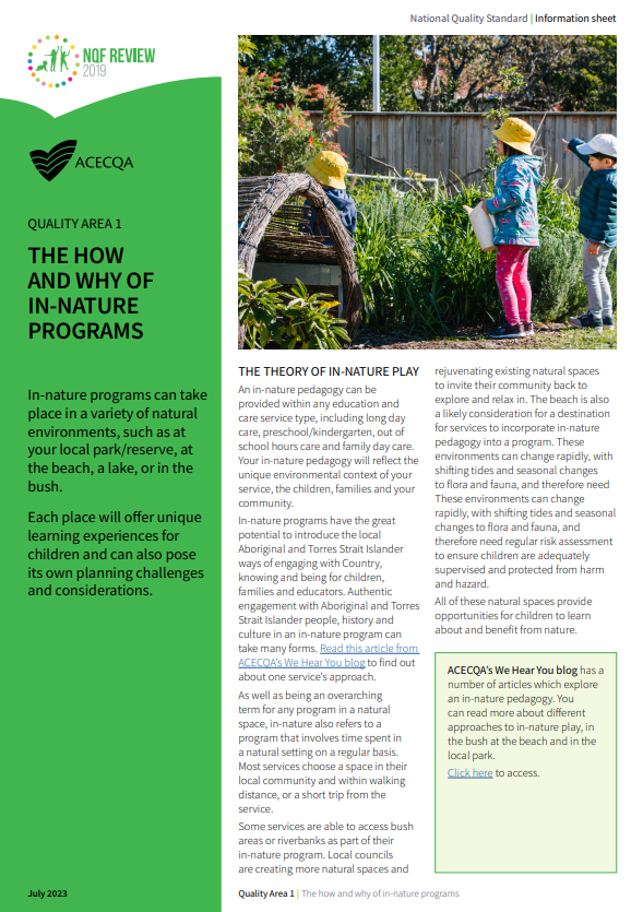 The How and Why of In-Nature Programs