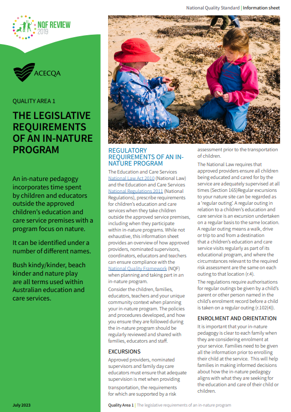 The Legislative Requirements of an In-Nature Program