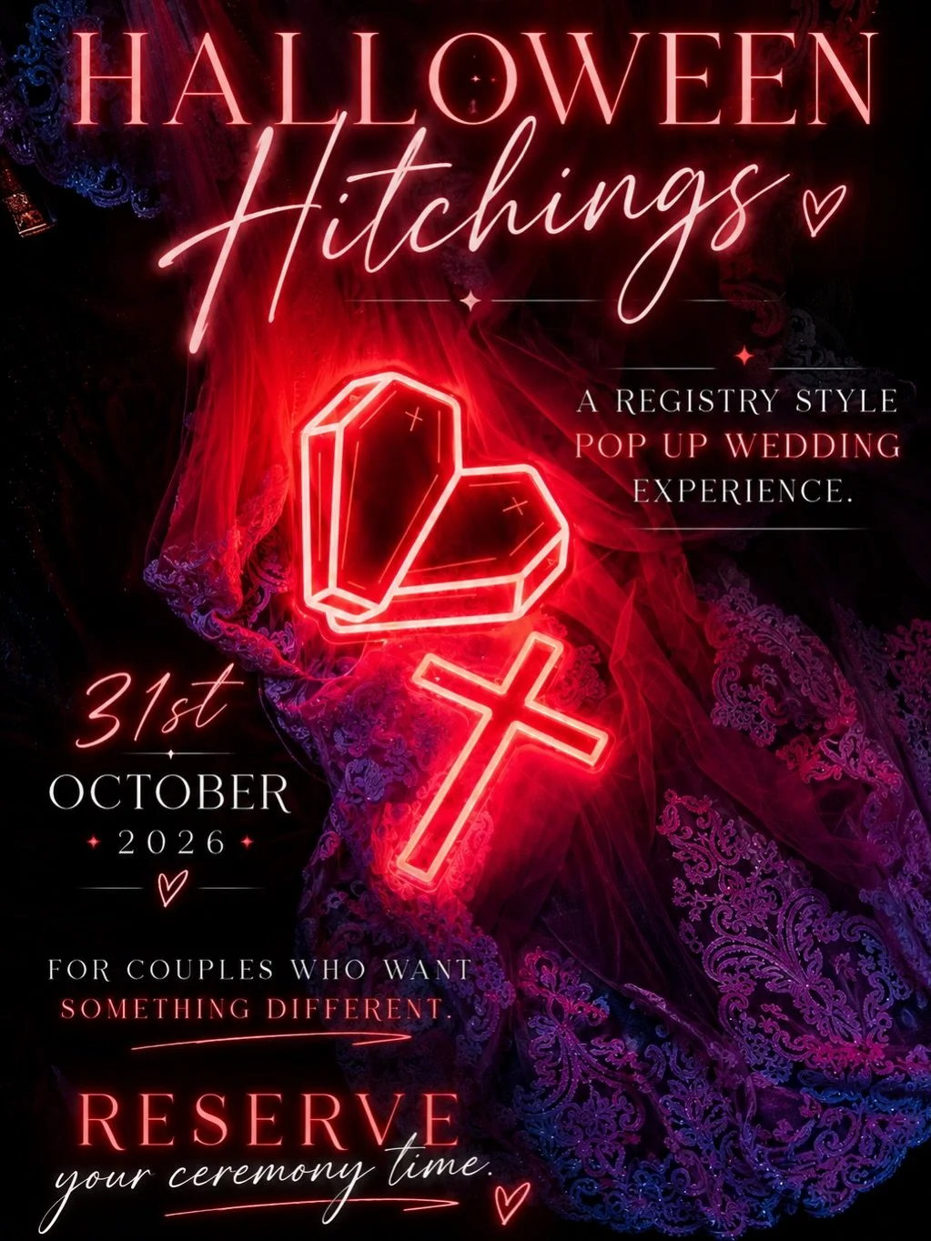 Want to get married but don&rsquo;t know where to start but you know that you don&rsquo;t want a boring registry wedding? 🥱 

About ready to say &ldquo;fuck it&rdquo; and fly to Vegas?

Introducing Halloween Hitchings.

A one-day-only pop-up wedding