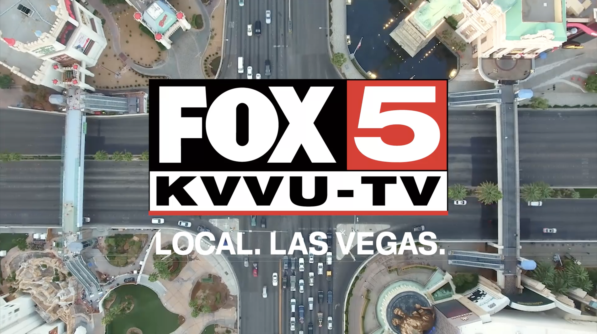 fox 6 local las vegas logo aerial drone shot