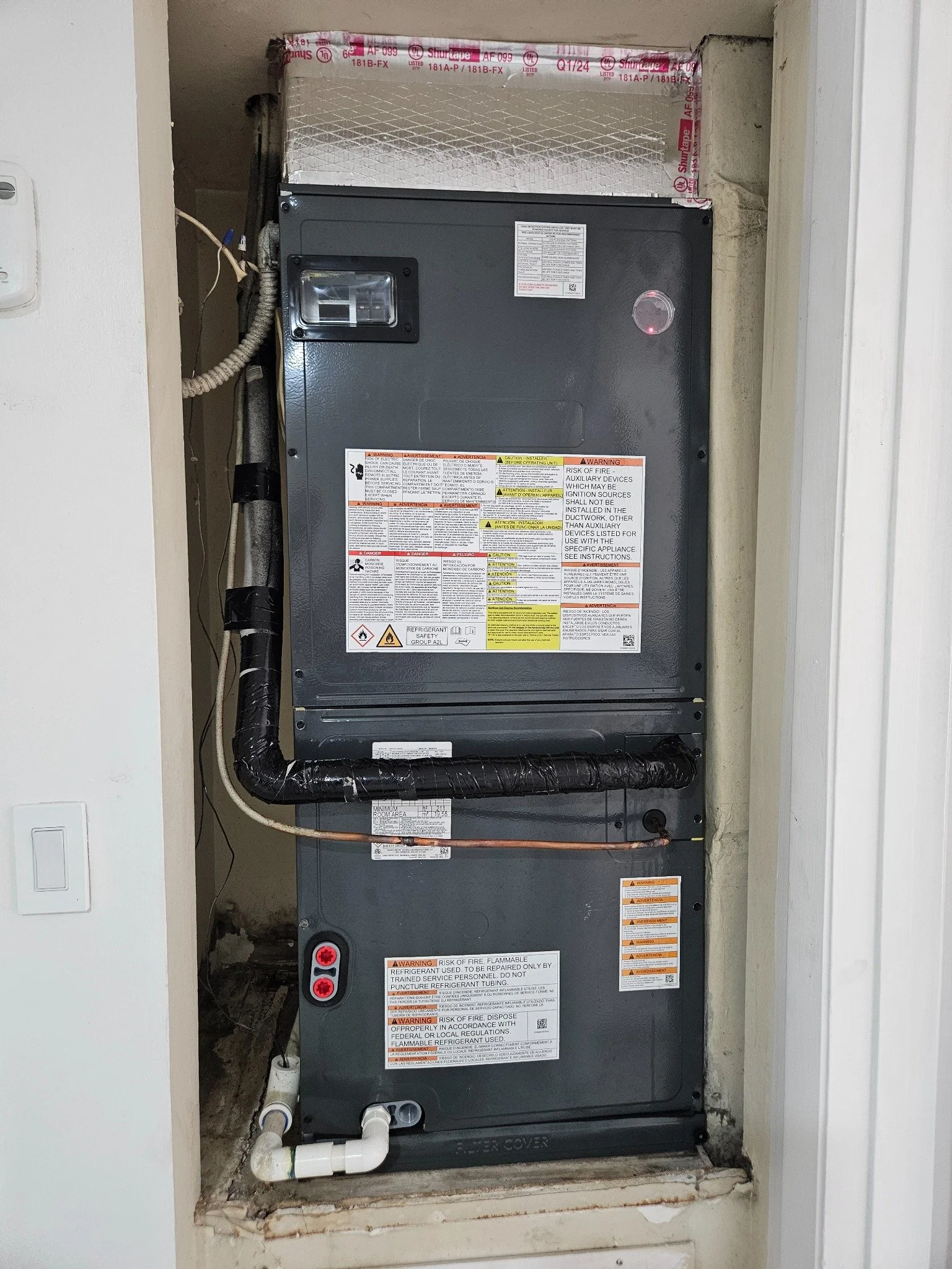 Indoor air handler installed during the West Palm Beach AC project.