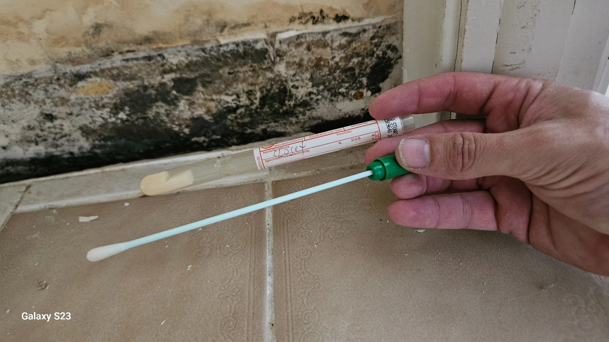 Closet surface swab collected for laboratory analysis during the Hallandale Beach assessment.