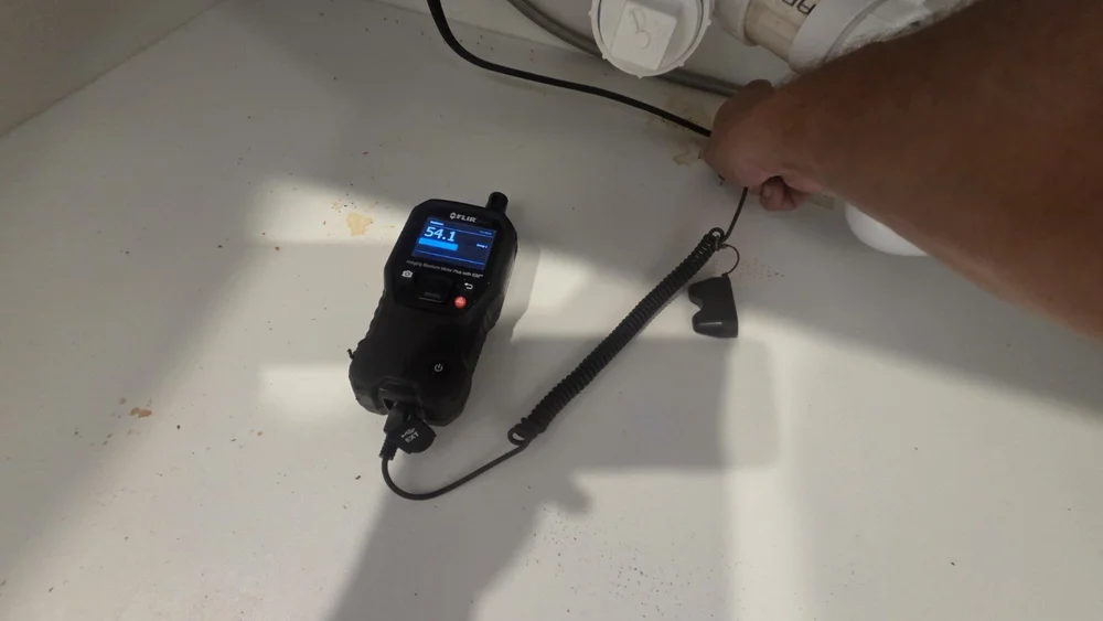 FLIR moisture inspection beneath the kitchen sink