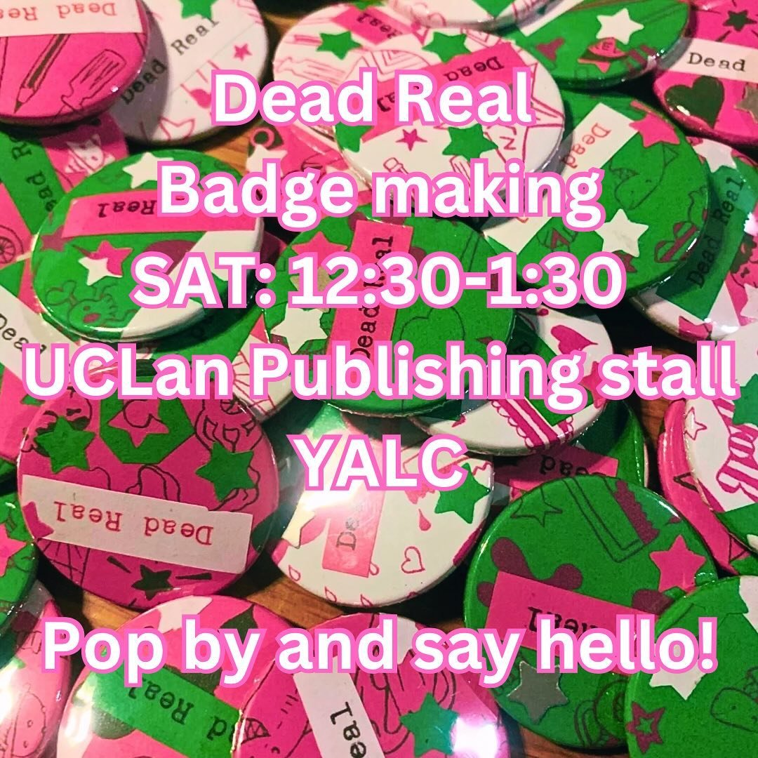 Ready for my first event as an author today @yalc_uk !!! After many years of attending, I&rsquo;m taking part as a writer/illustrator&hellip;eeeeek! Exciting&hellip; and kinda scary (a little nervous no one will come to make a badge)🌟 If your at YAL