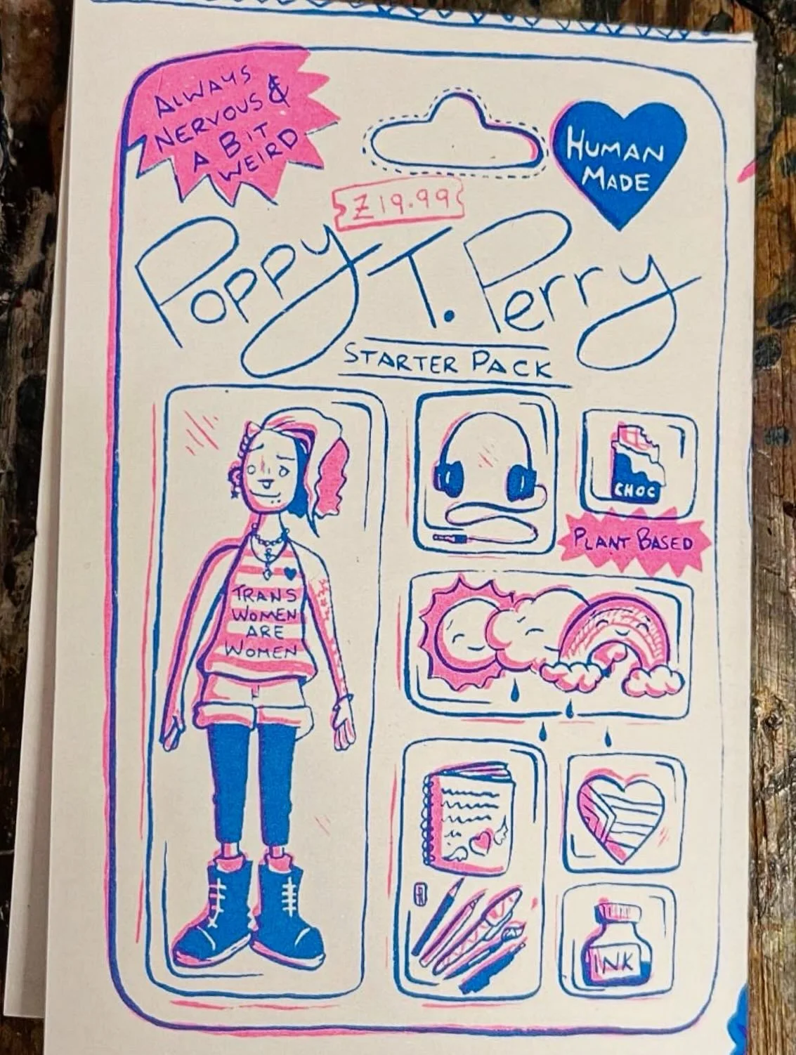 Finally posting my illustrator starter pack, which I did as part of my screen printed No A.I. Artwork zine (posted last week) 

#starterpacknoai #screenprint #illustrator