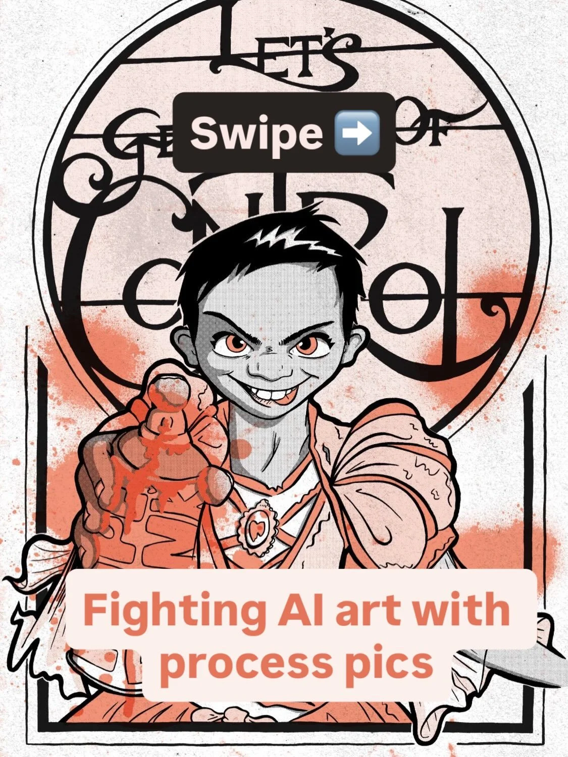 LET&rsquo;S GET OUT OF CONTROL - My latest finished artwork is a piece linked to one of my writing projects, inspired by Mucha and a tiny studs and links box I saw in the window of the menswear shop at the @bclivingmuseum. 

I read somewhere that the